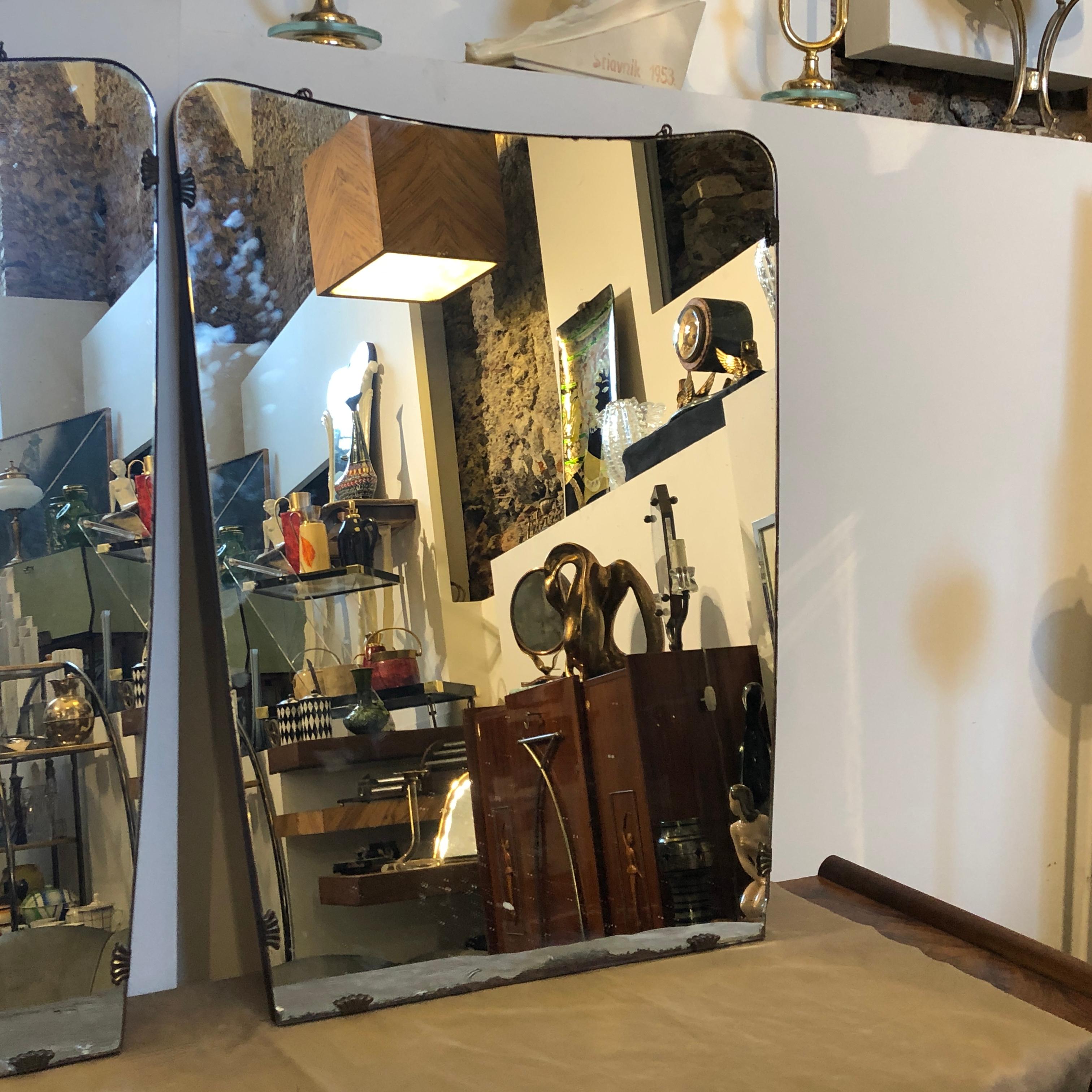 20th Century 1950s Set of Two Mid-Century Modern Wall Mirror in the Style of Gio Ponti