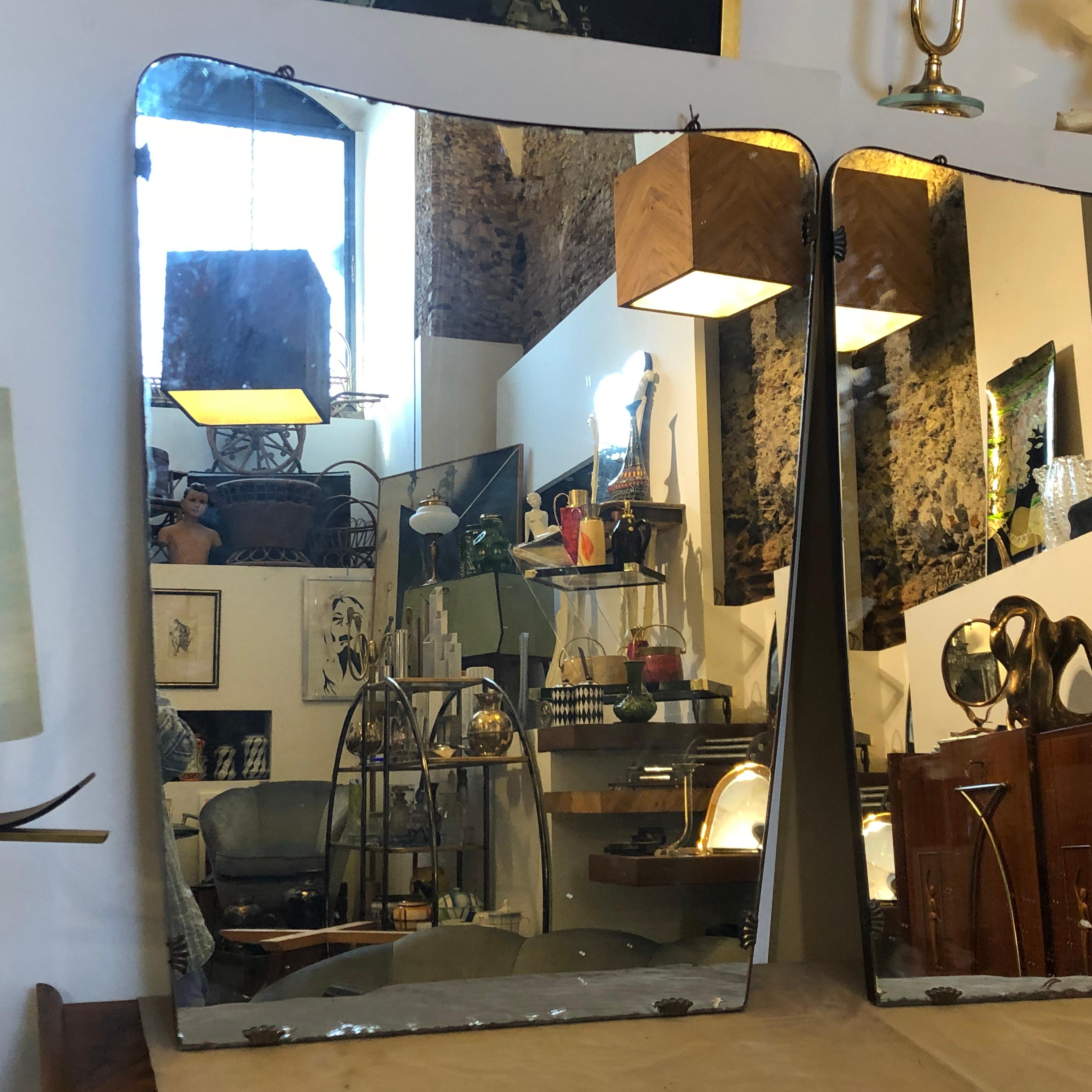 1950s Set of Two Mid-Century Modern Wall Mirror in the Style of Gio Ponti 1