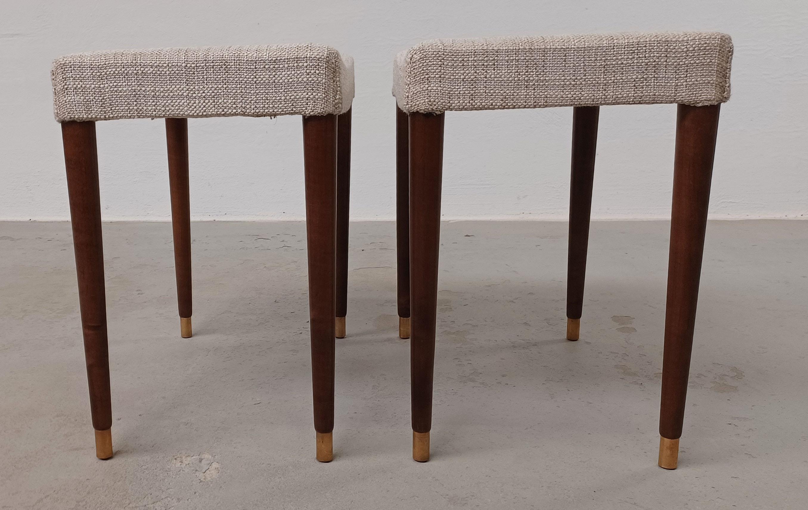Mid-20th Century 1950's Set of Two Restored an Reupholstered Danish Mid-Century Modern stools For Sale