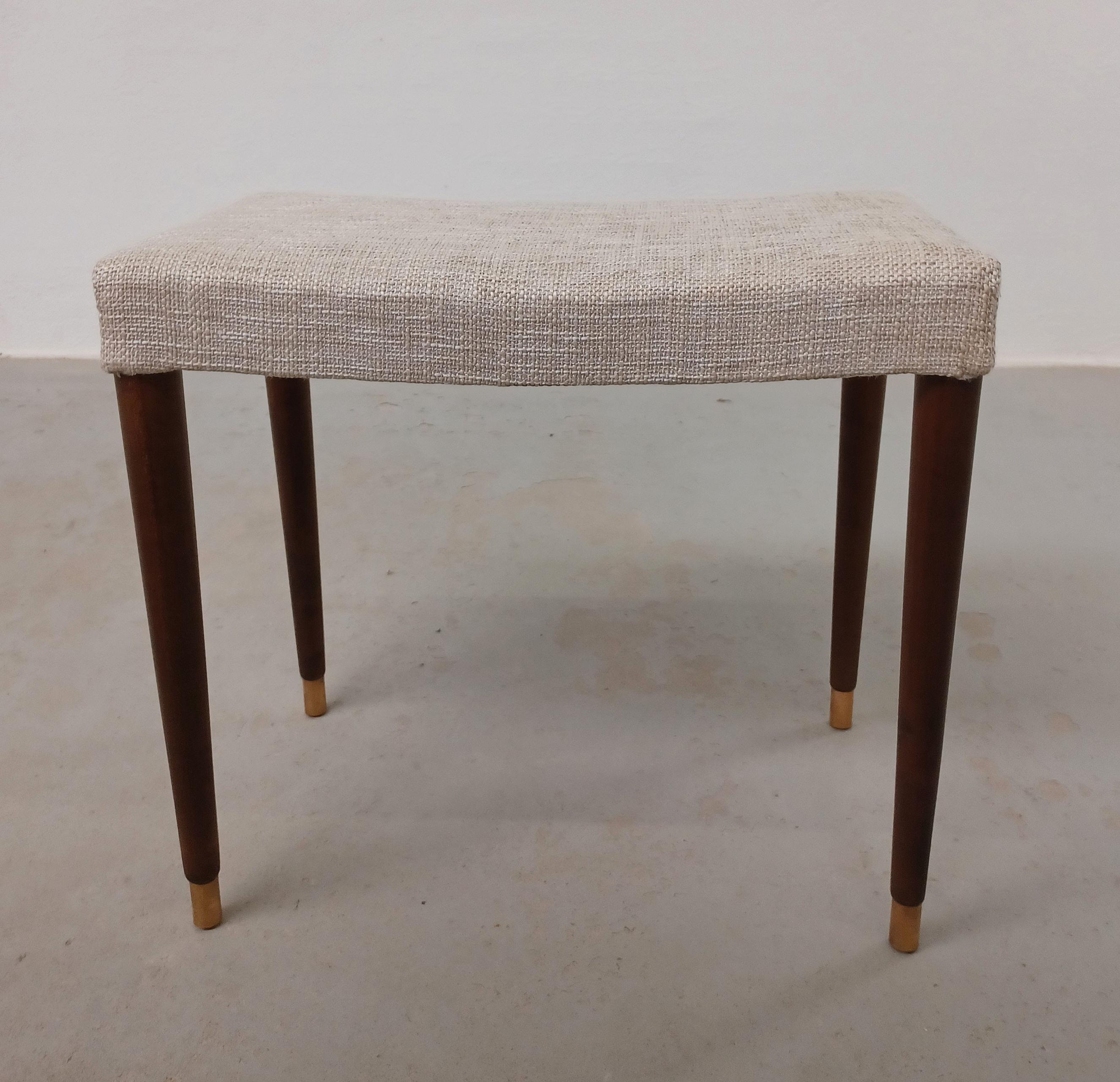 Beech 1950's Set of Two Restored an Reupholstered Danish Mid-Century Modern stools For Sale