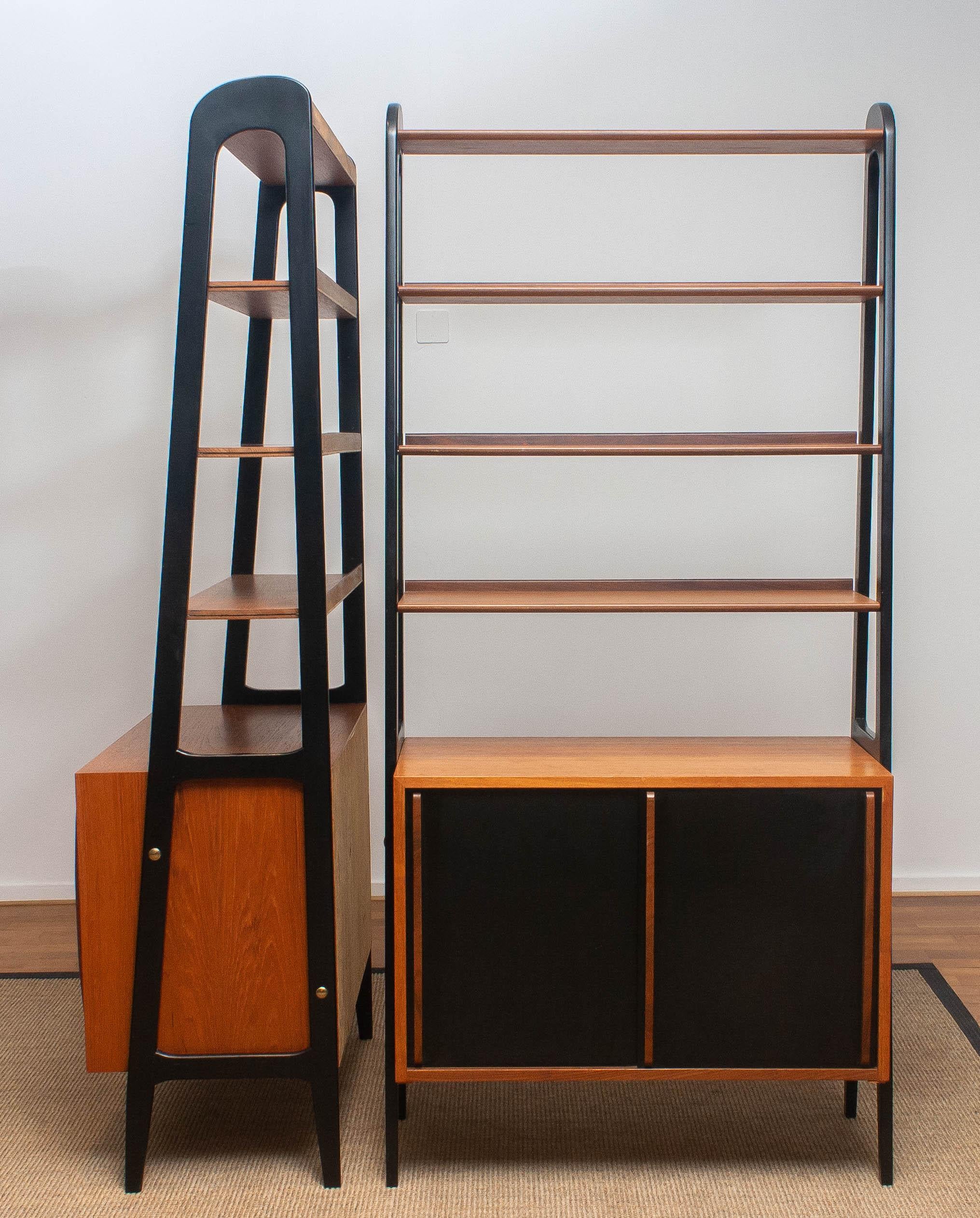 1950s, Set of Two Scandinavian Teak Bookcases Shelves Room Dividers Cabinets 5