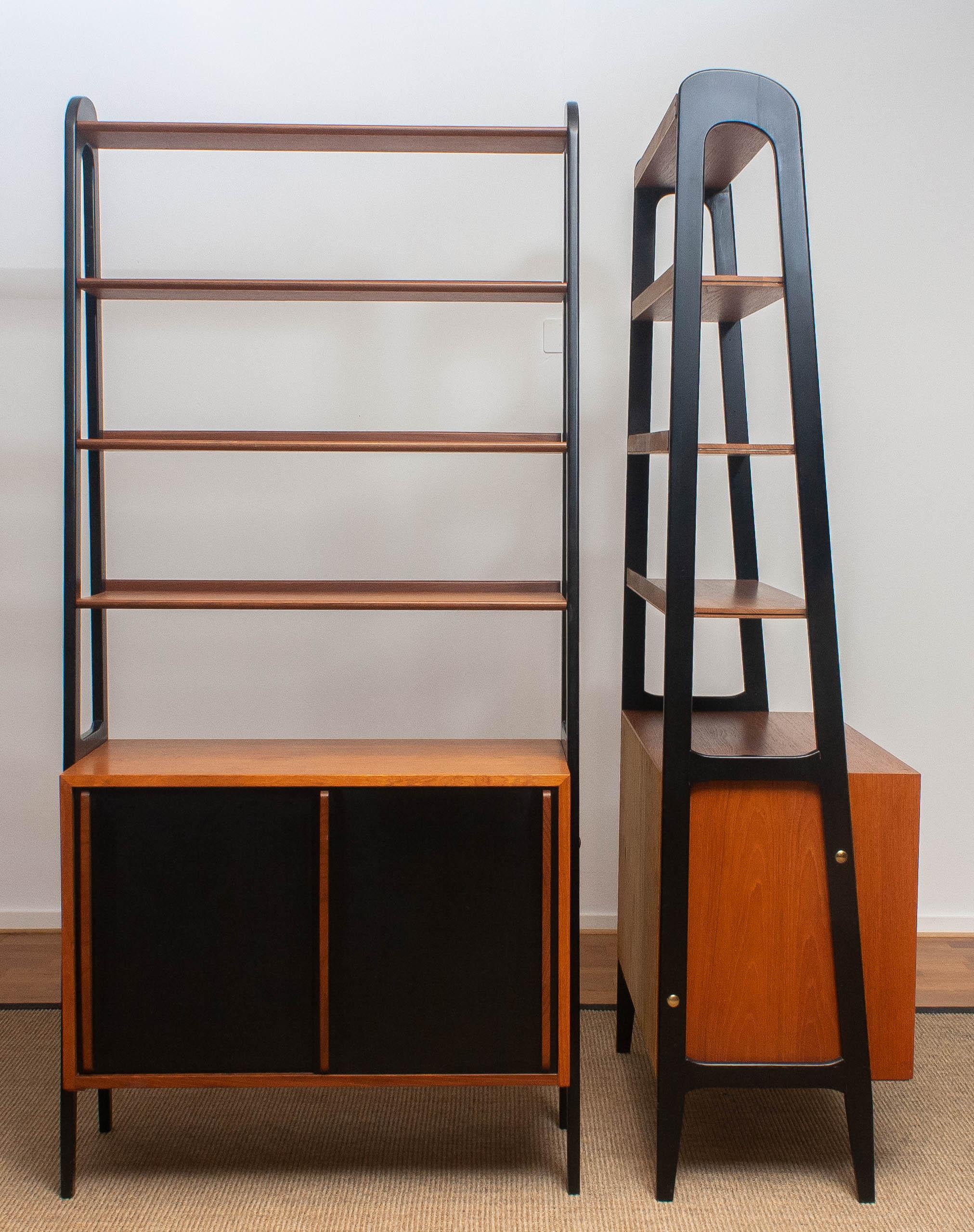 1950s, Set of Two Scandinavian Teak Bookcases Shelves Room Dividers Cabinets 3