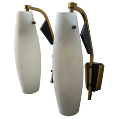 1950s Set of Two Stilnovo Style Mid-Century Modern Italian Wall Sconces