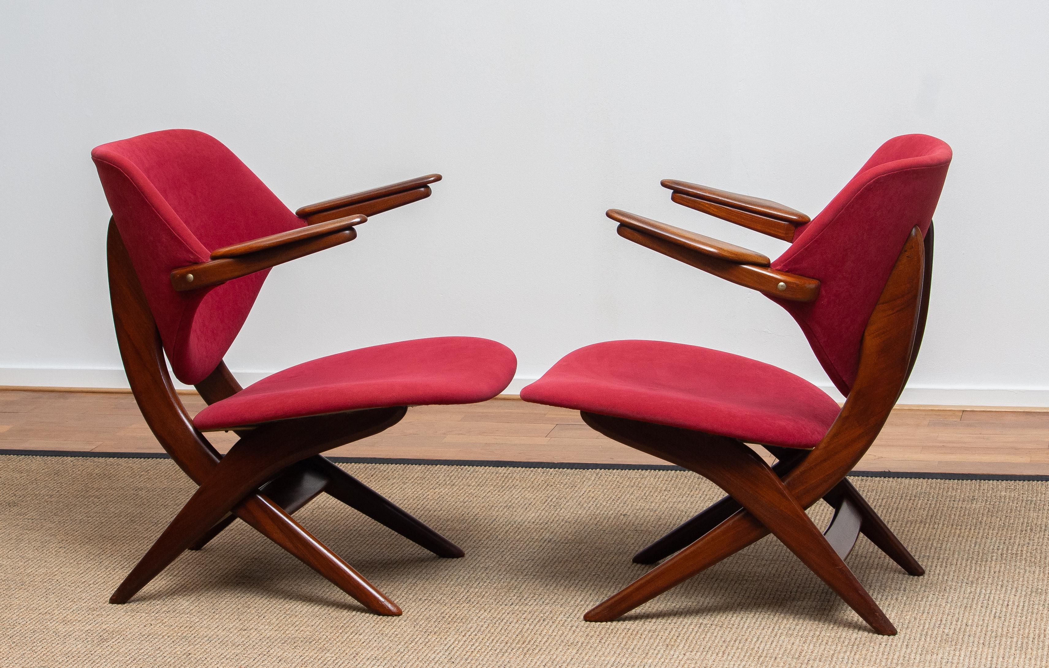 1950s, Set of Two Teak Lounge/Easy Chairs by Louis Van Teeffelen for Wébé 3