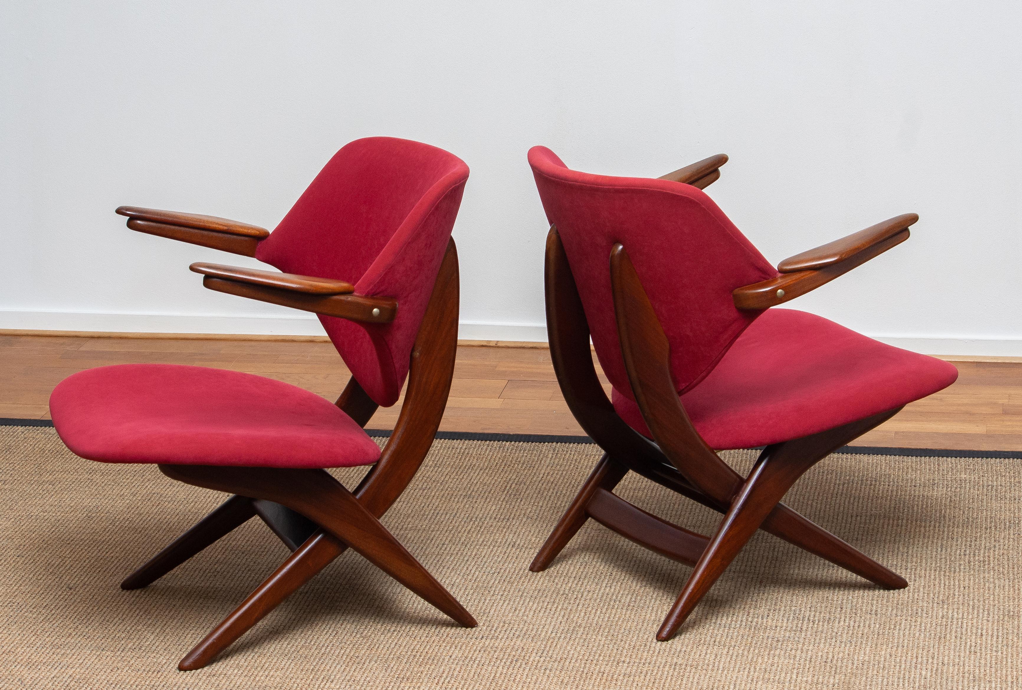 1950s, Set of Two Teak Lounge/Easy Chairs by Louis Van Teeffelen for Wébé 1