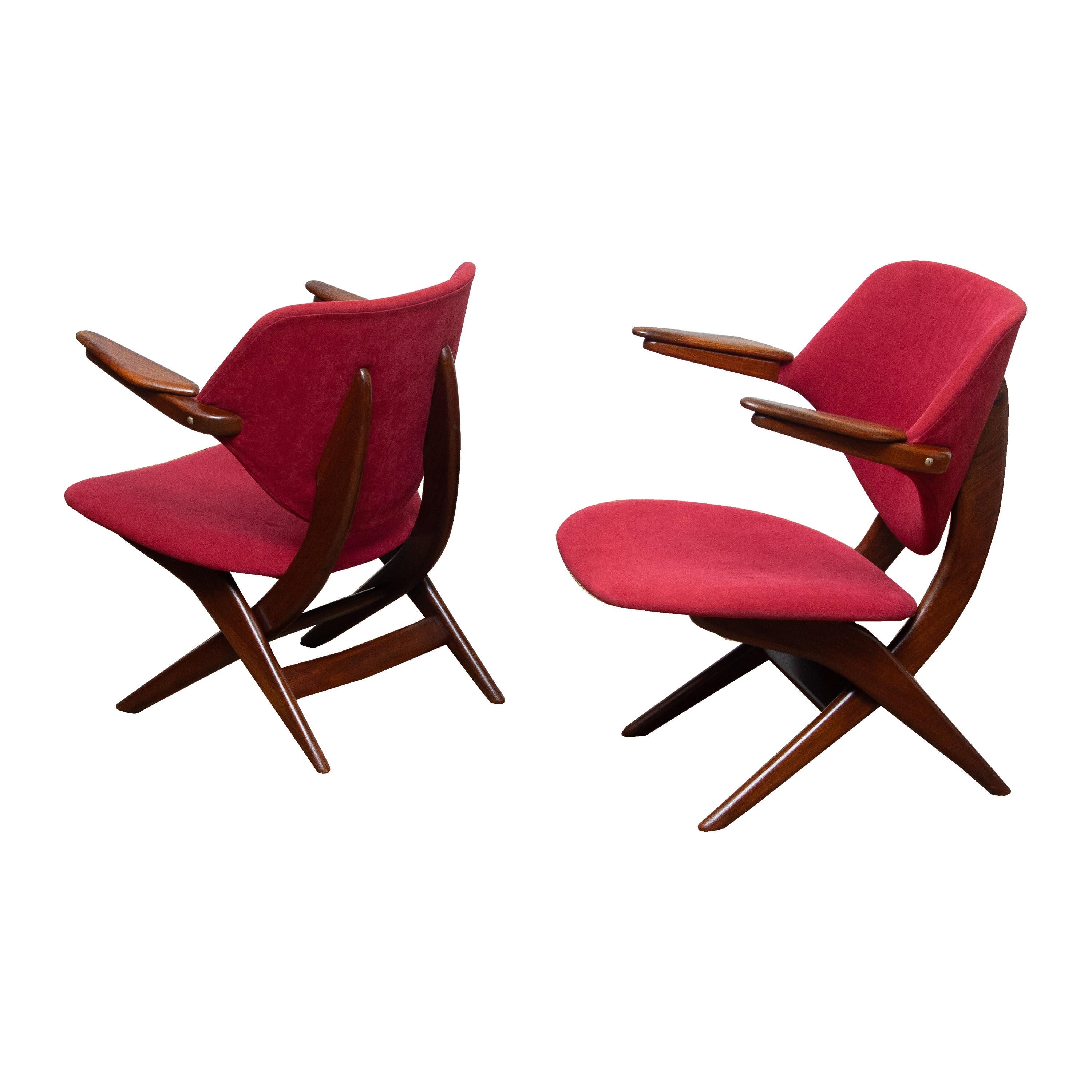 1950s, Set of Two Teak Lounge or Easy Chairs by Louis Van Teeffelen for Wébé 4
