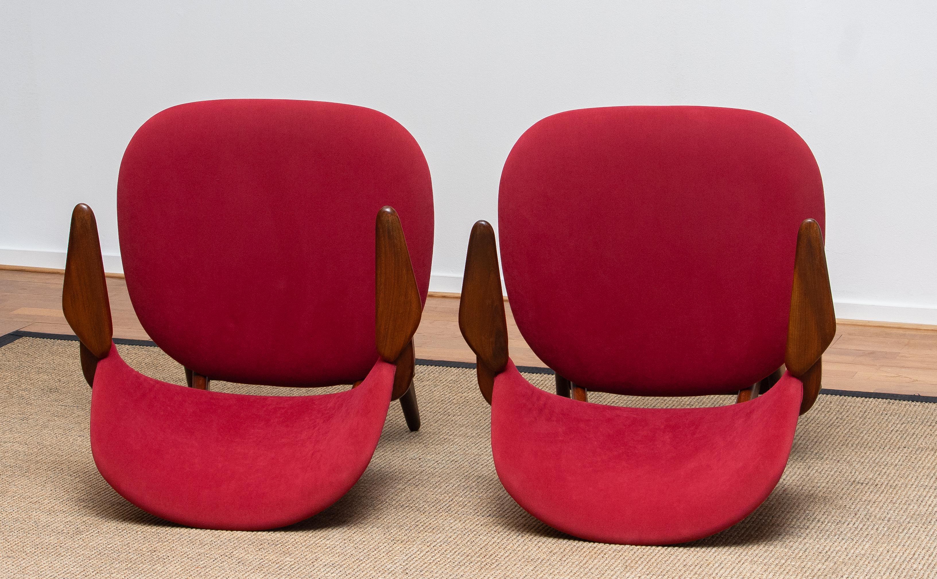 1950s, Set of Two Teak Lounge or Easy Chairs by Louis Van Teeffelen for Wébé 6