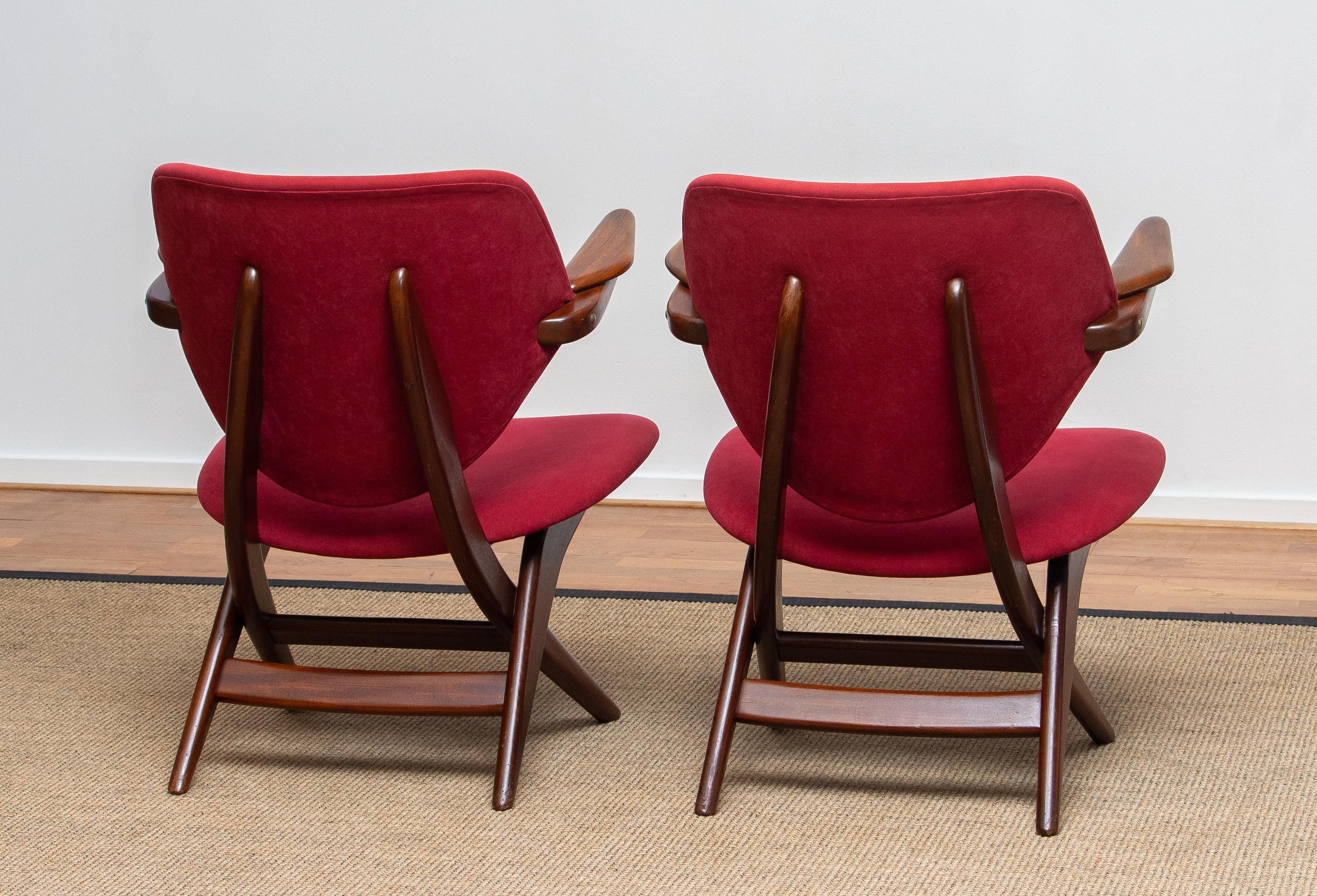 1950s, Set of Two Teak Lounge or Easy Chairs by Louis Van Teeffelen for Wébé 1