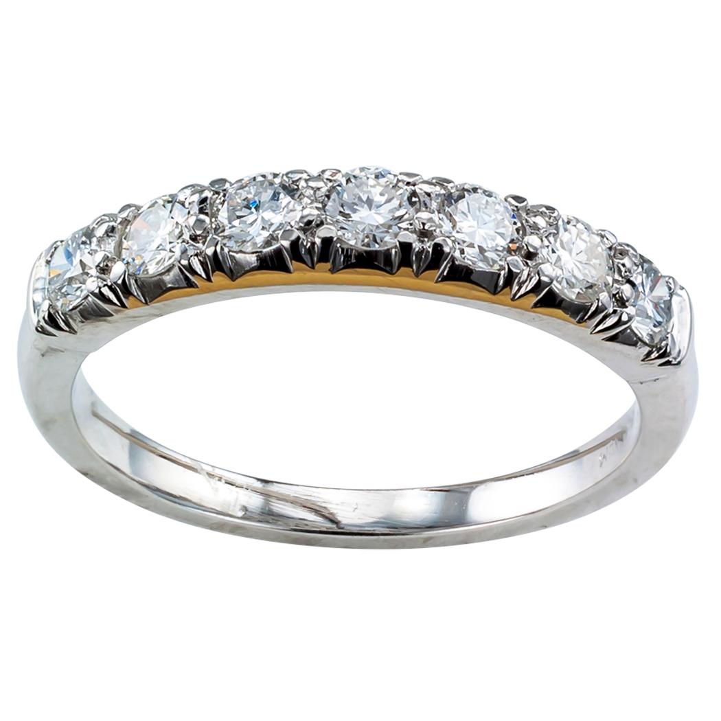 1950s Seven-Stone Diamond Platinum Wedding Band