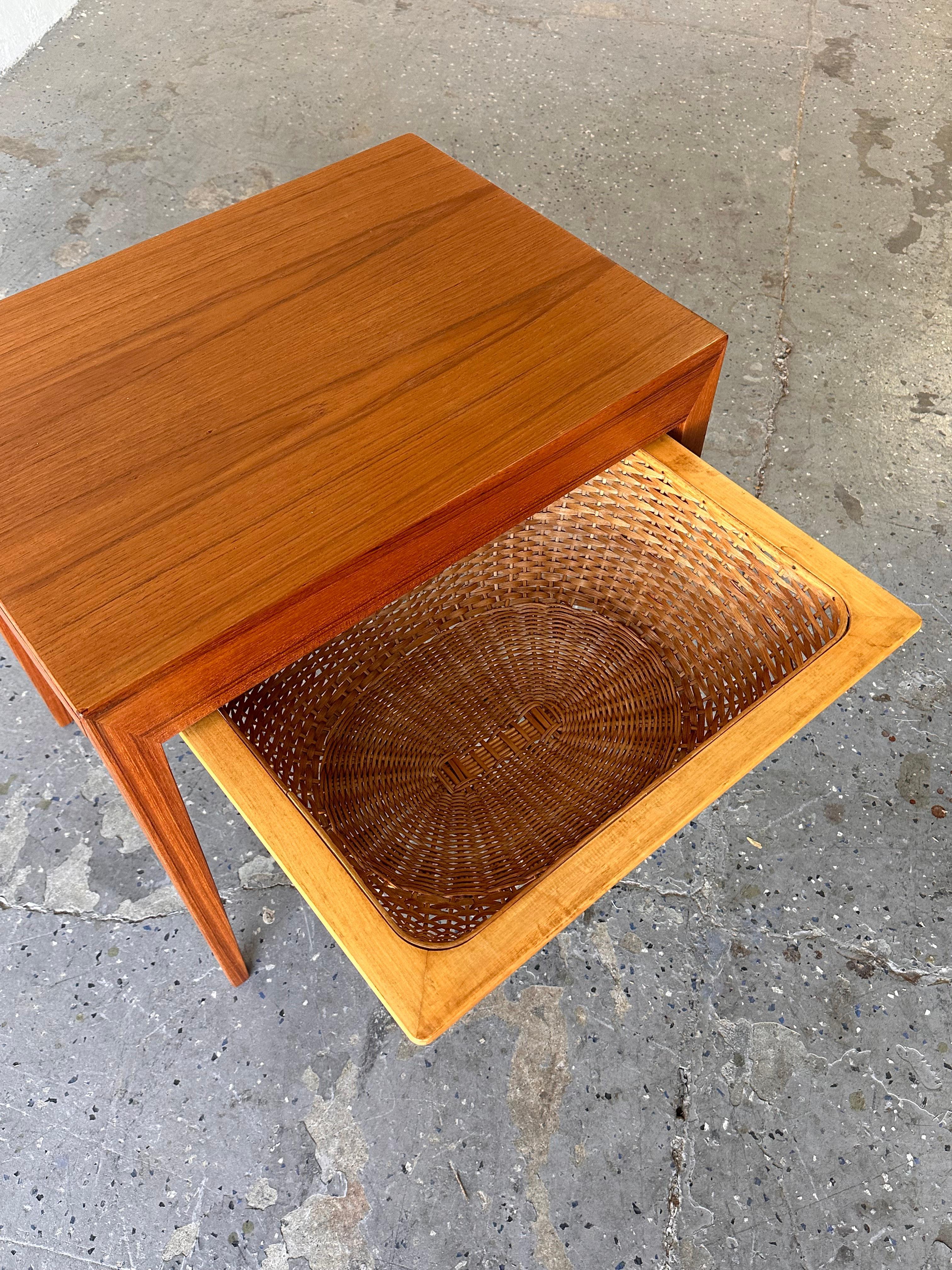 Mid-Century Modern 1950’s Severin Hansen Danish Modern teak sewing table for Haslev Møbelsnedkeri For Sale