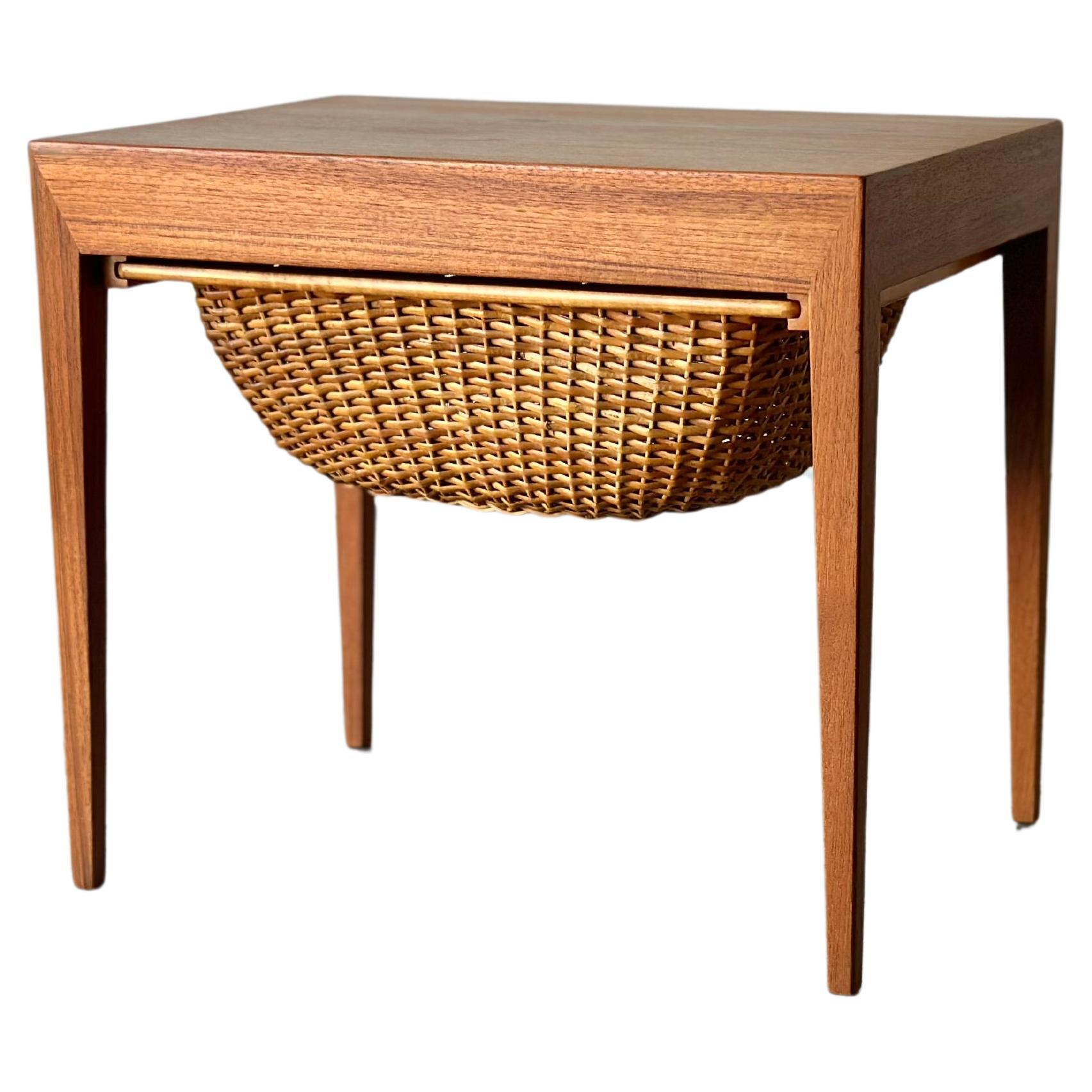 1950’s Severin Hansen Danish Modern teak sewing table for Haslev Møbelsnedkeri For Sale