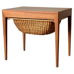 Vintage 1950’s Severin Hansen Danish Modern teak sewing table for Haslev Møbelsnedkeri