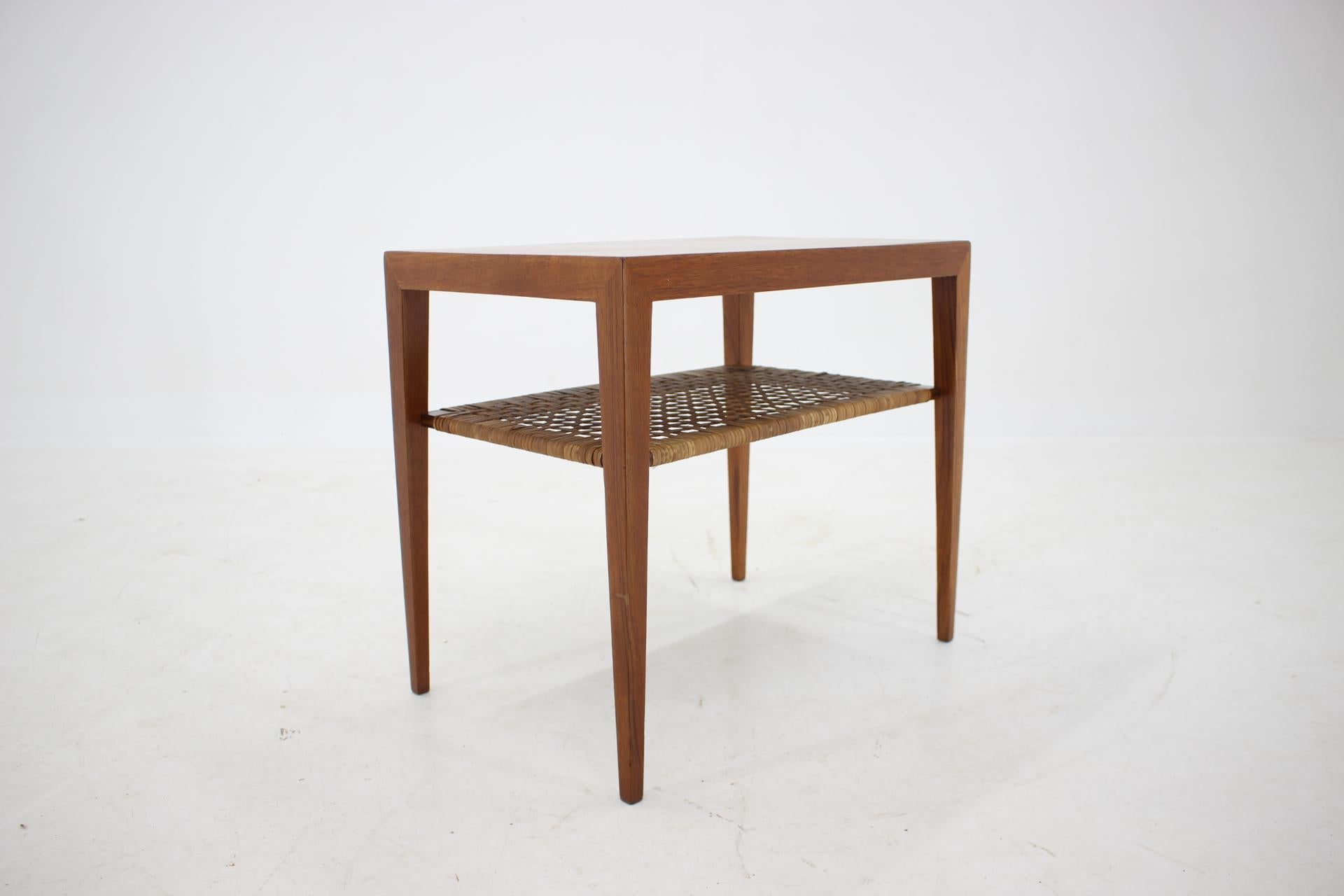 1950s Severin Hansen Teak and Cane Side Table, Denmark 1