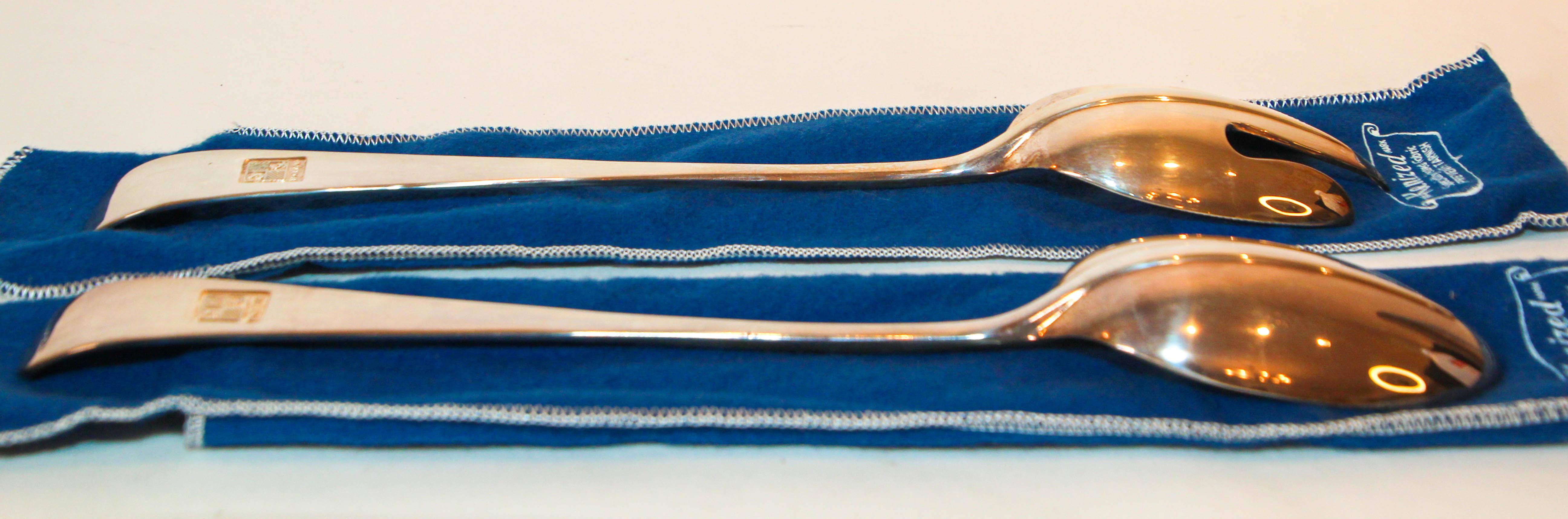 1950s SG Hall Mark England Large Silver Plate Serving Spoon and Fork Set For Sale 3