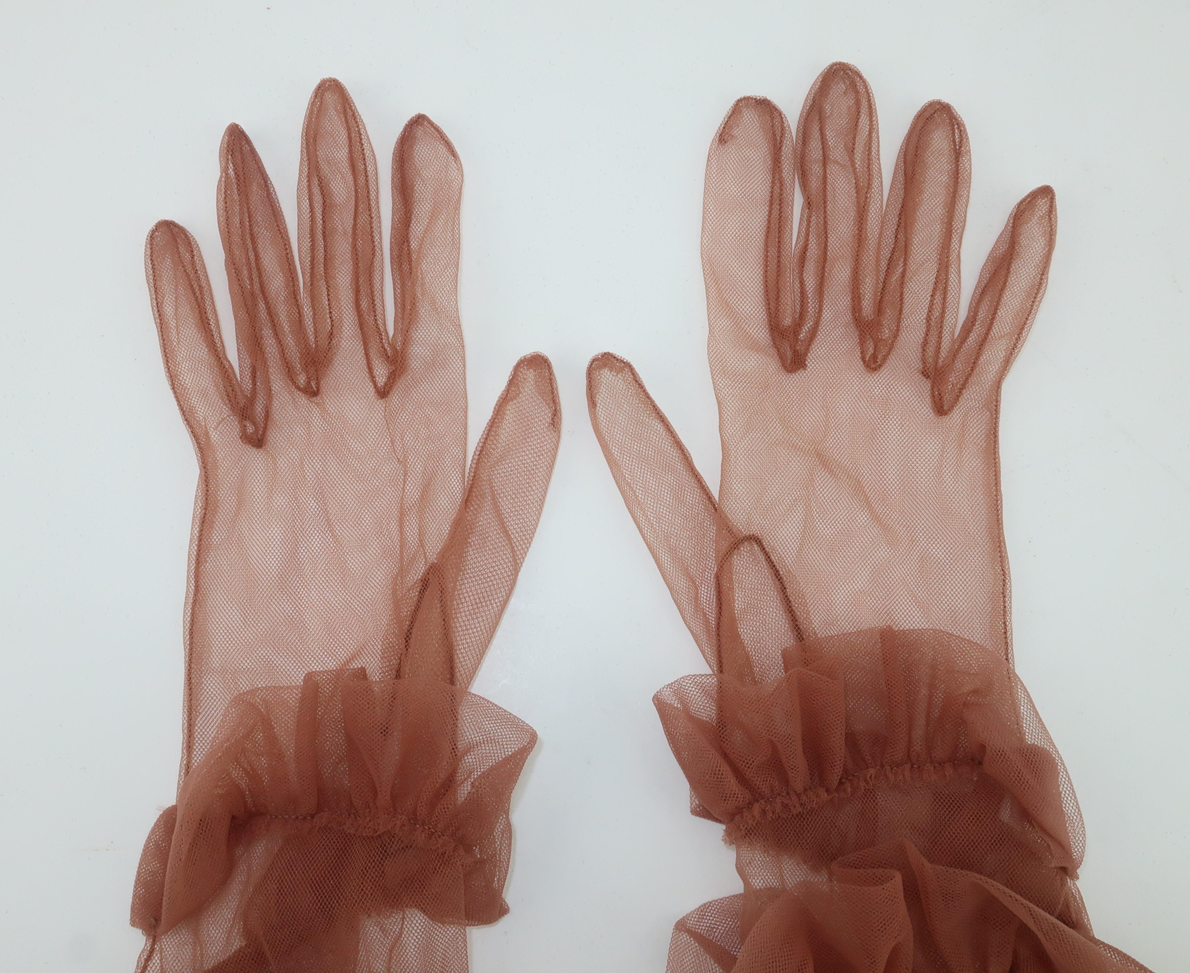 sheer brown gloves