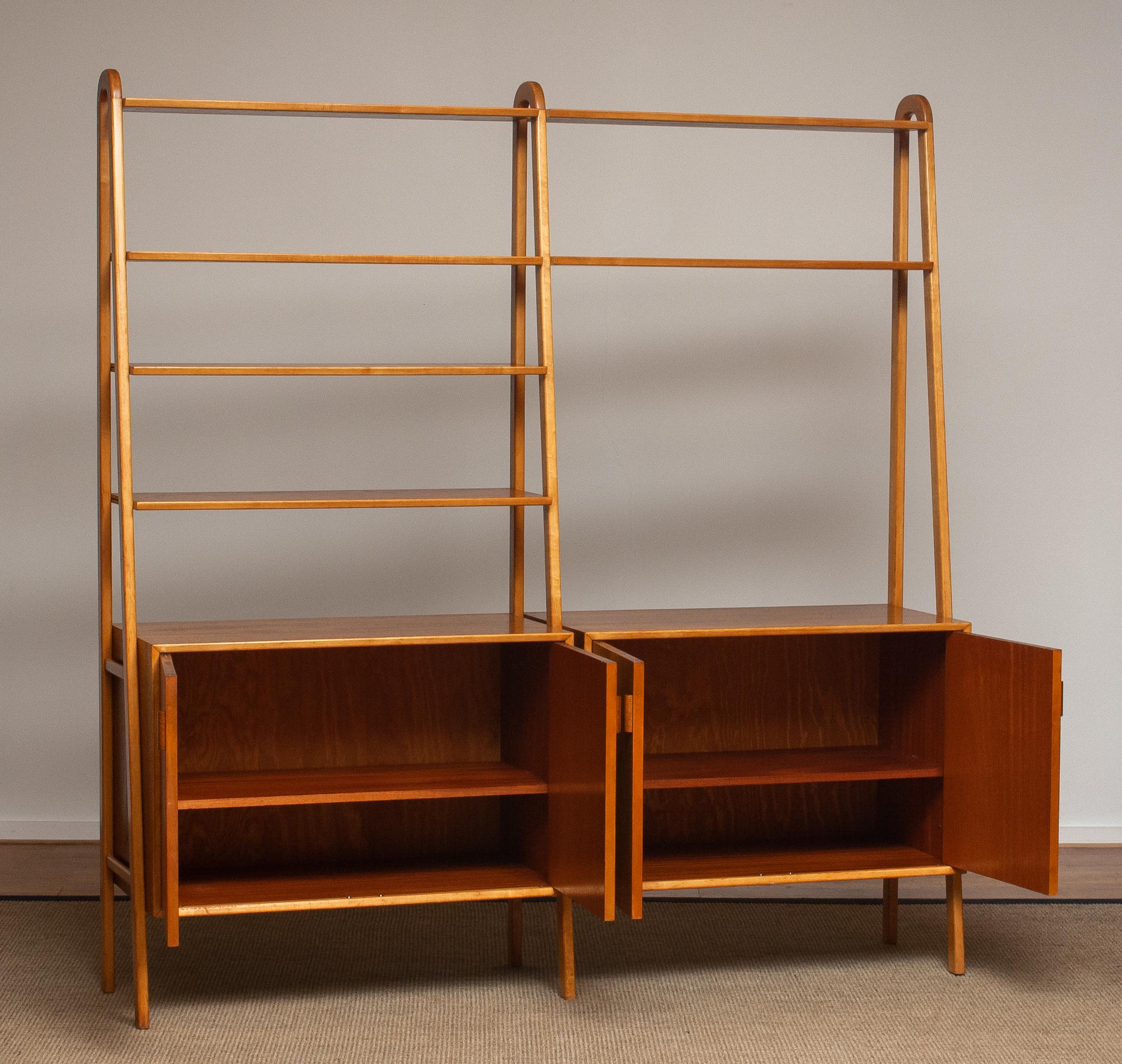 Scandinavian Modern 1950s Shelfs / Bookcase / Sideboard in Teak and Beech by Brantorps, Sweden