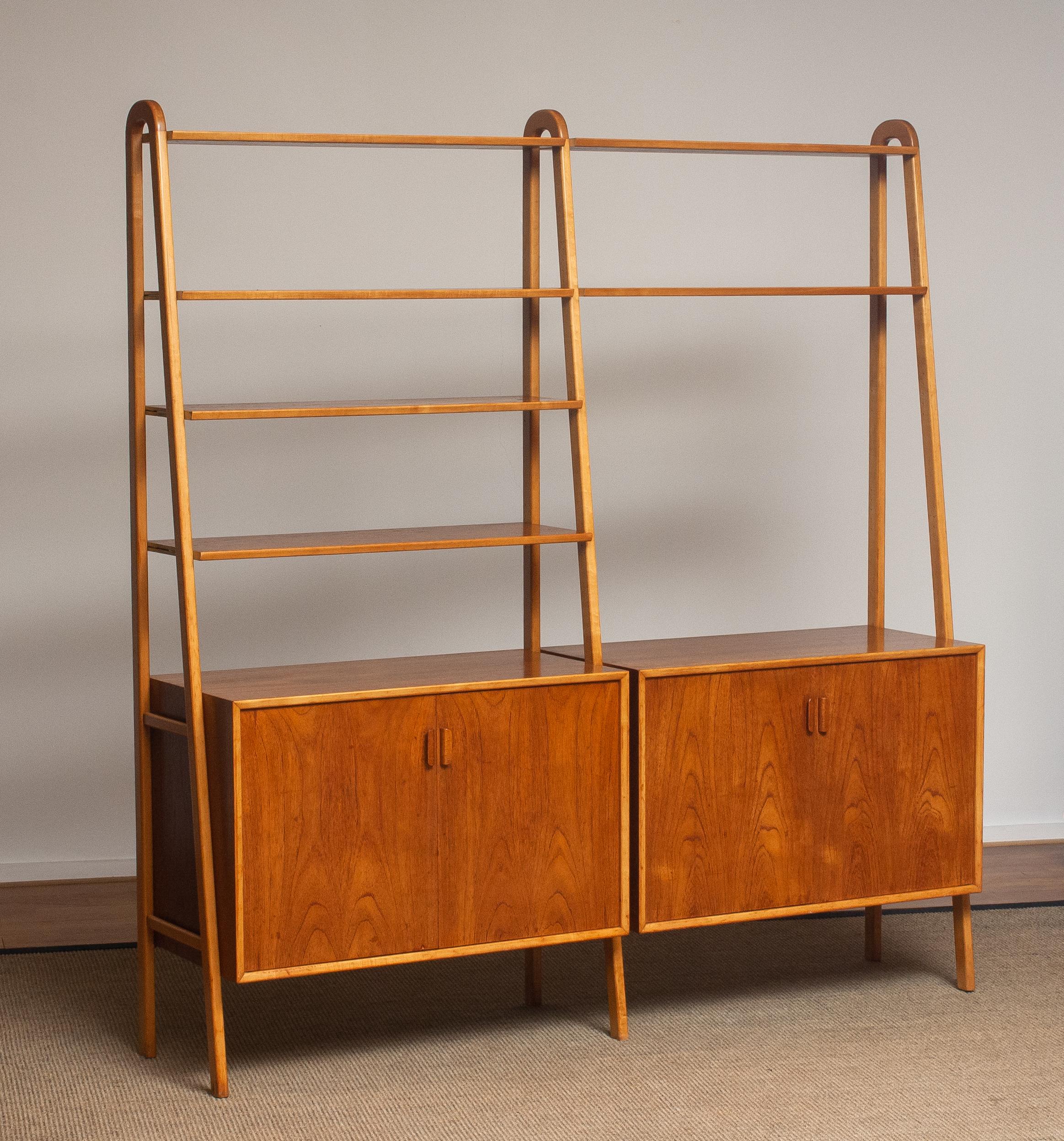 Swedish 1950s Shelfs / Bookcase / Sideboard in Teak and Beech by Brantorps, Sweden