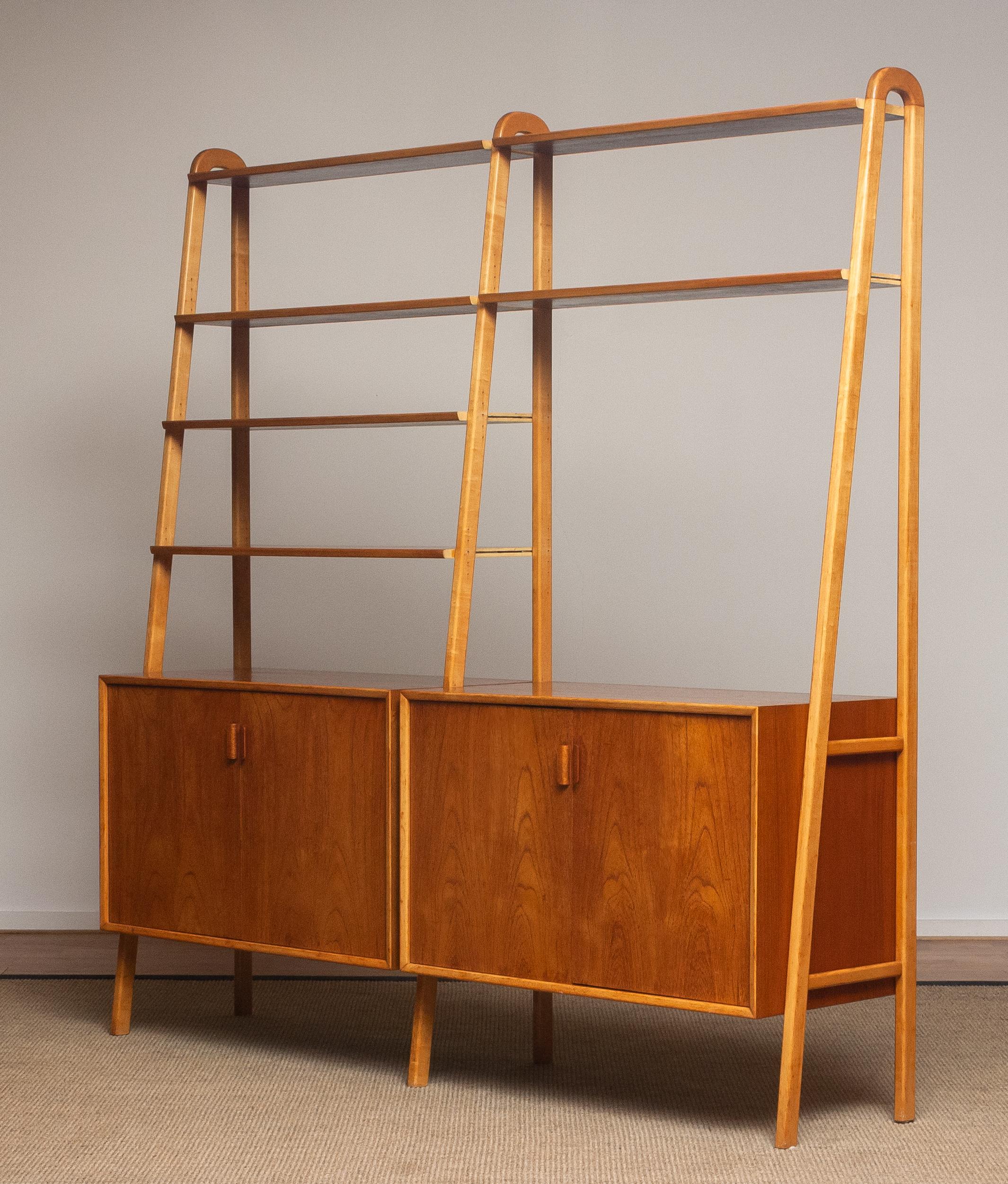 Mid-20th Century 1950s Shelfs / Bookcase / Sideboard in Teak and Beech by Brantorps, Sweden