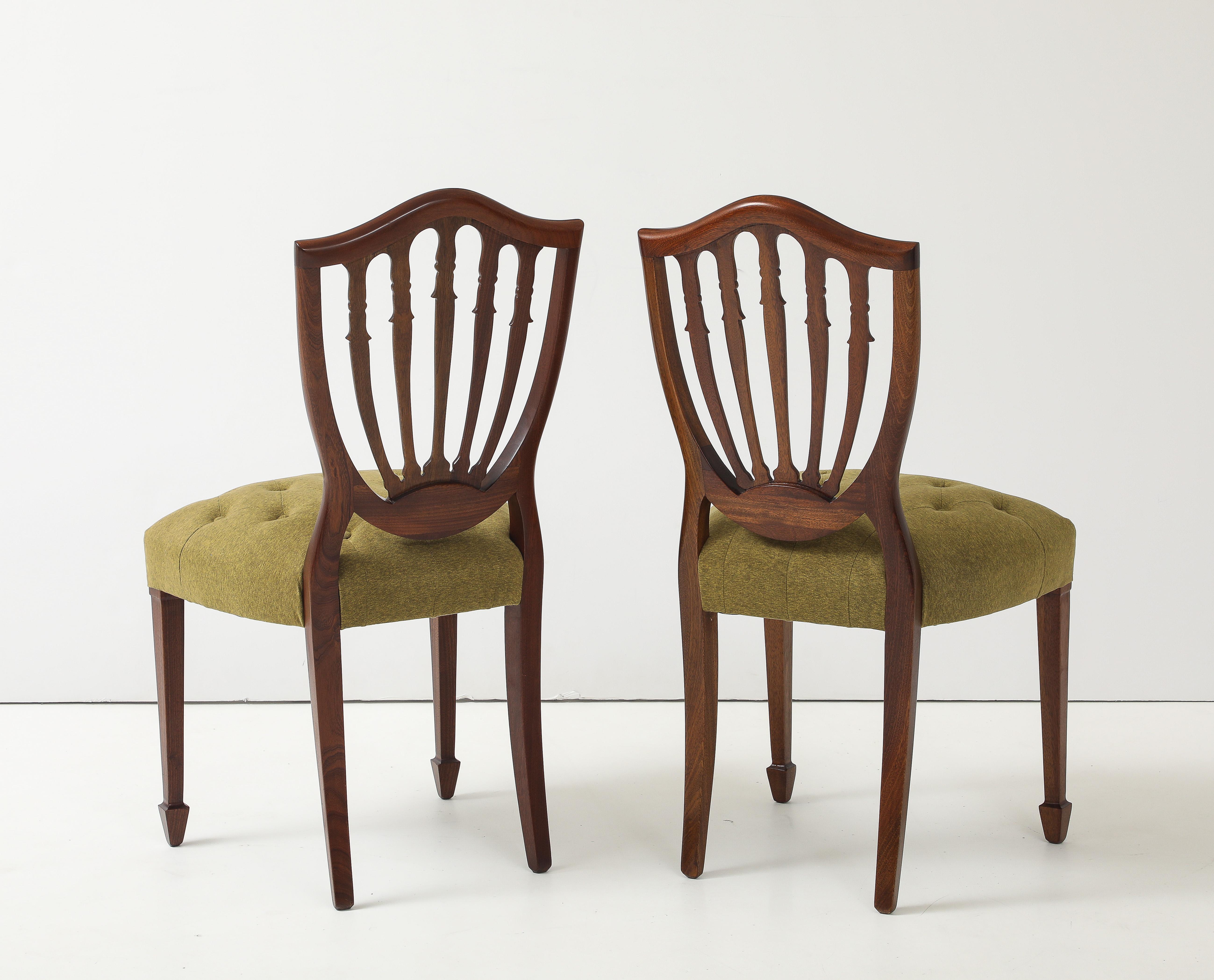 Chaises de salle à manger en acajou italien à dossier en coquille des années 1950, ensemble de 6 chaises en vente 5