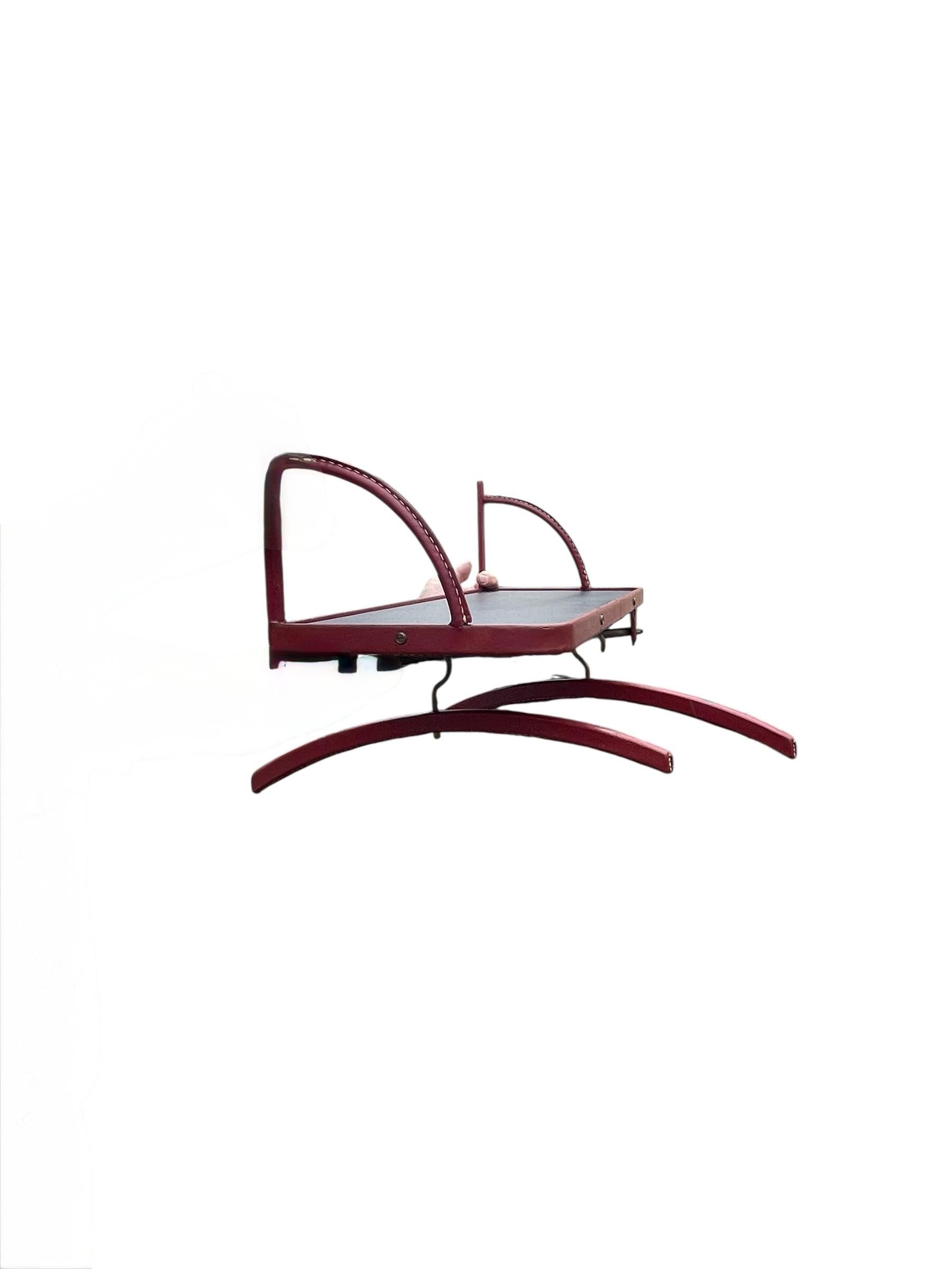 Mid-20th Century 1950's Shelve with two coat hangers by Jacques Adnet For Sale