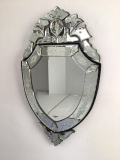 1950s Shield-shaped Venetian Wall Mirror