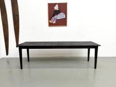 1950s Shou Sugi Ban Farmhouse Table – Burnt Wood & Tapered Legs (245 cm)