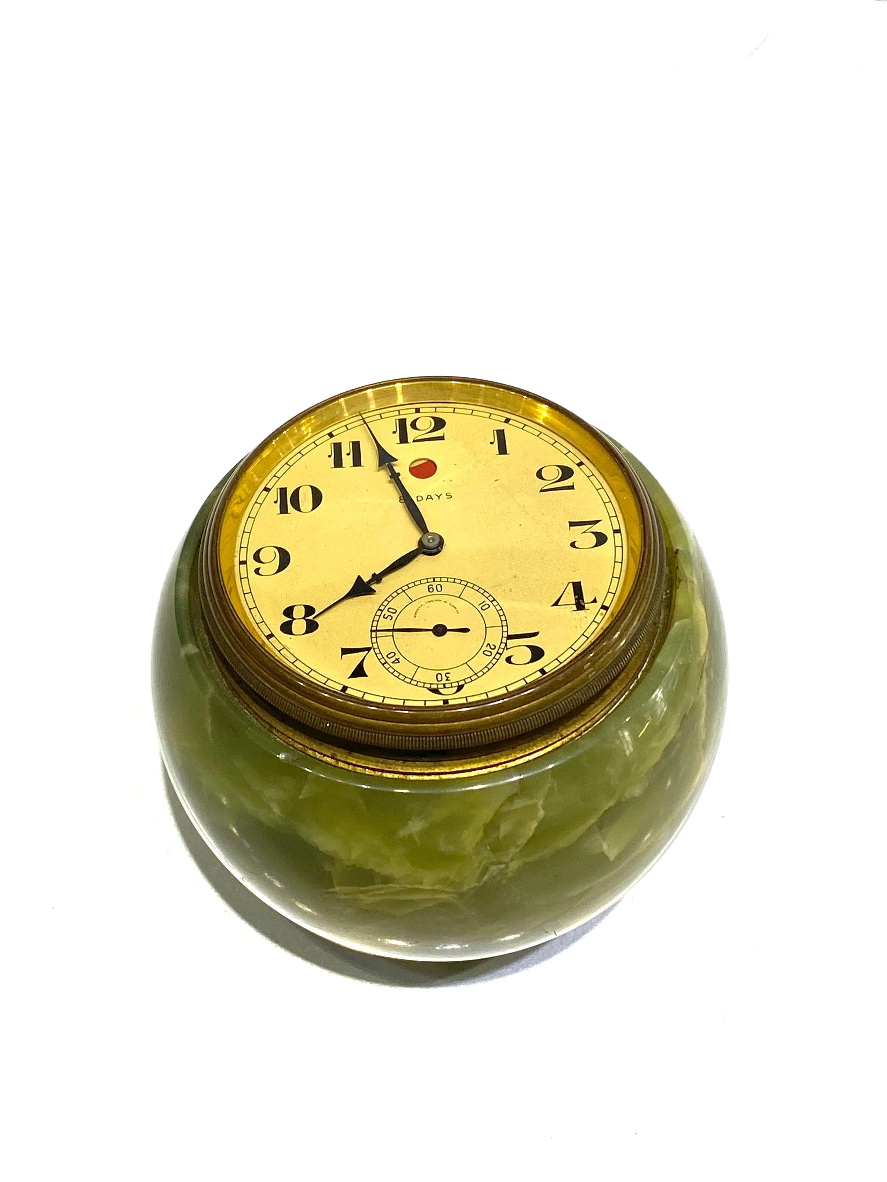 1950 Shreve, Crump & Low Co. Orologio da tavolo in onice verde in vendita 1