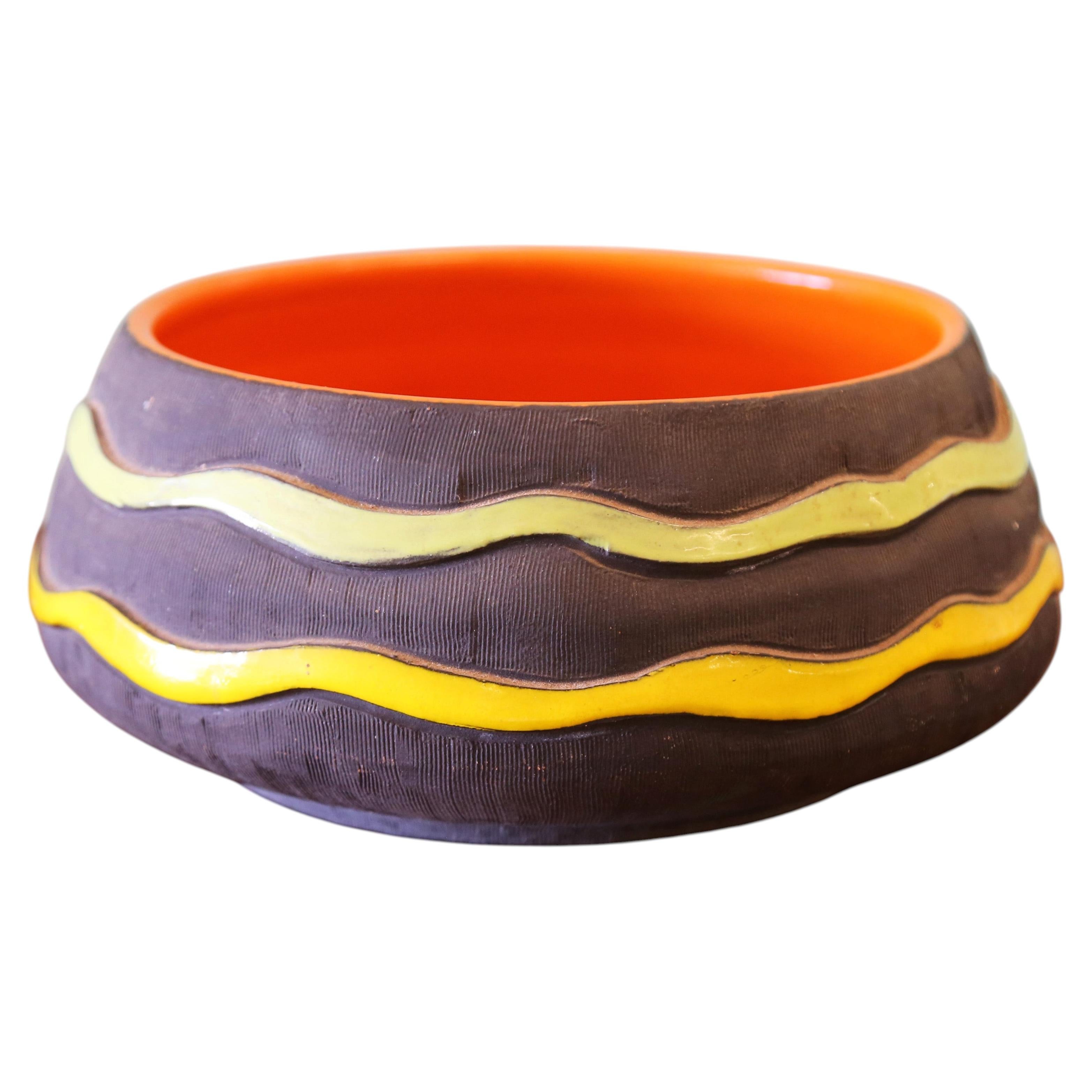 1950s SICA Vintage Italian Ceramic Bowl Planter manner of Aldo Londi Bitossi en vente