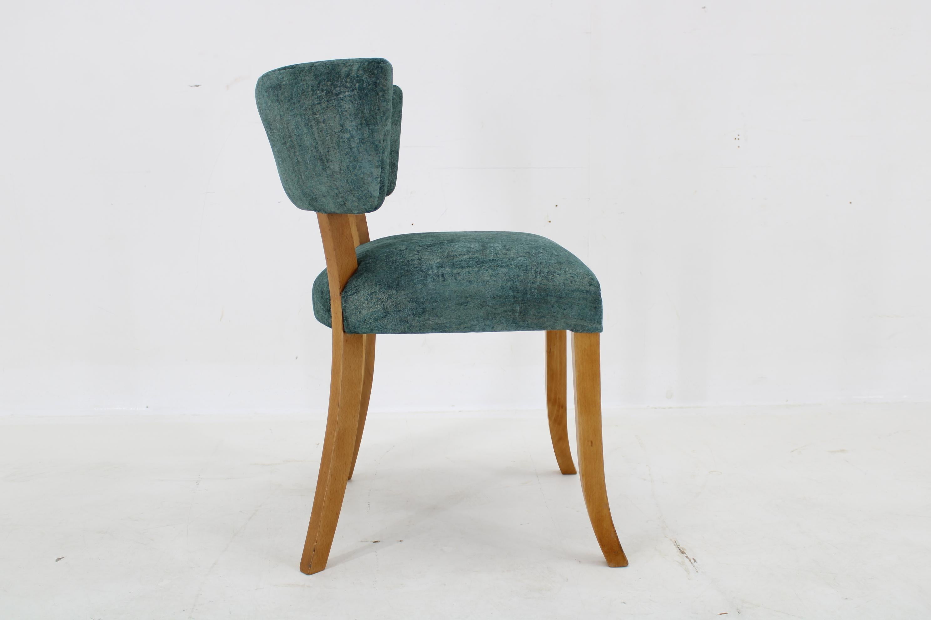 1950s Side Chair in Velvet , Italy In Good Condition For Sale In Praha, CZ