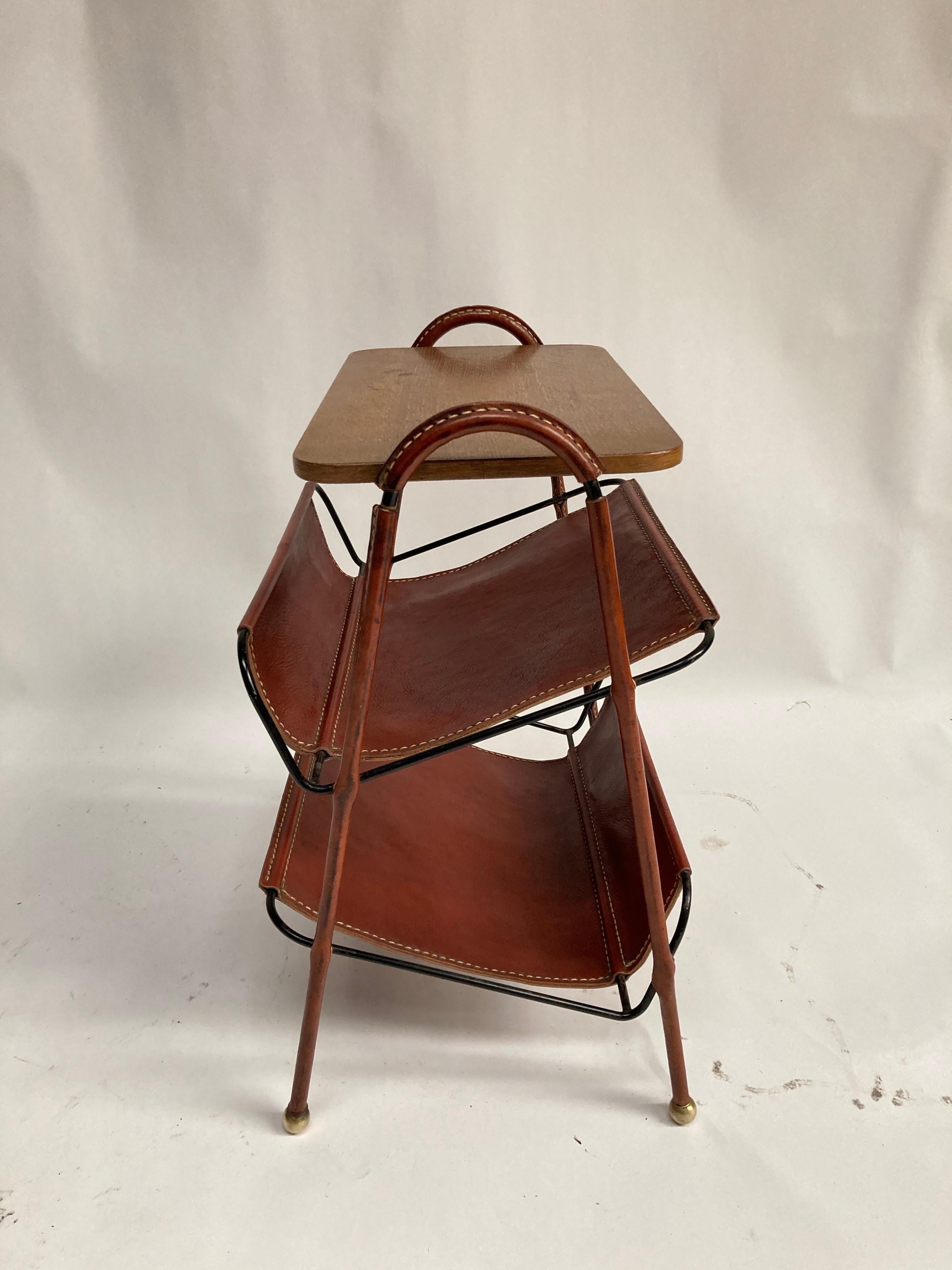 Mid-20th Century 1950's Side Table or Magazine Rack by Jacques Adnet