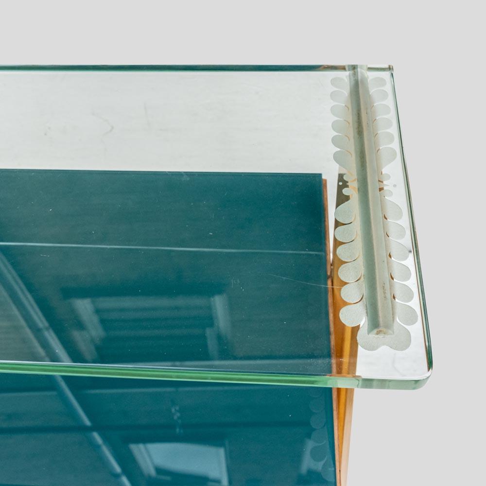 1950er Sideboard Birkenholzstruktur Glasplatte Italienisches Design von Vittorio Dassi im Angebot 5