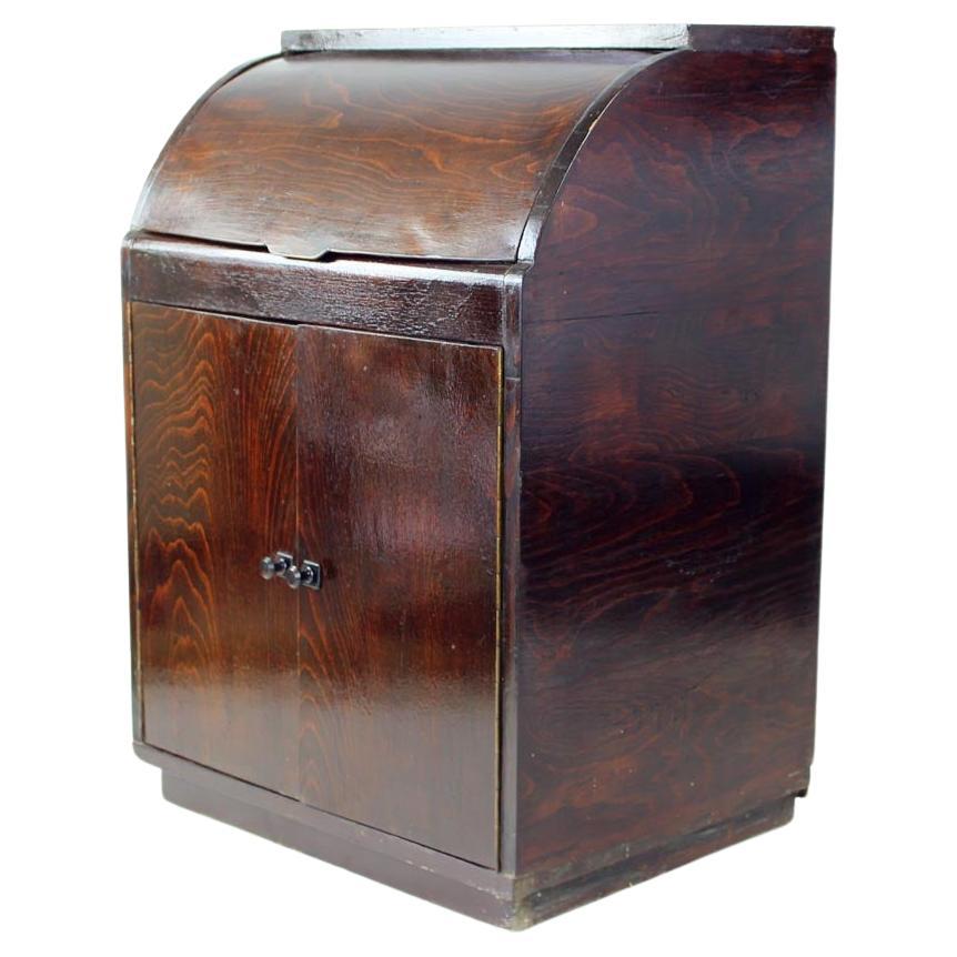 1950s Sideboard With Bent Plywood Sliding Top, Czechoslovakia