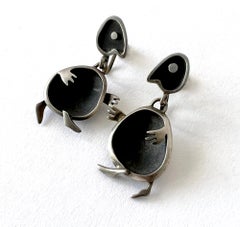 1950er Sigi Pineda Sterlingsilber Mexikanische moderne figurale Ohrringe, 1950er Jahre