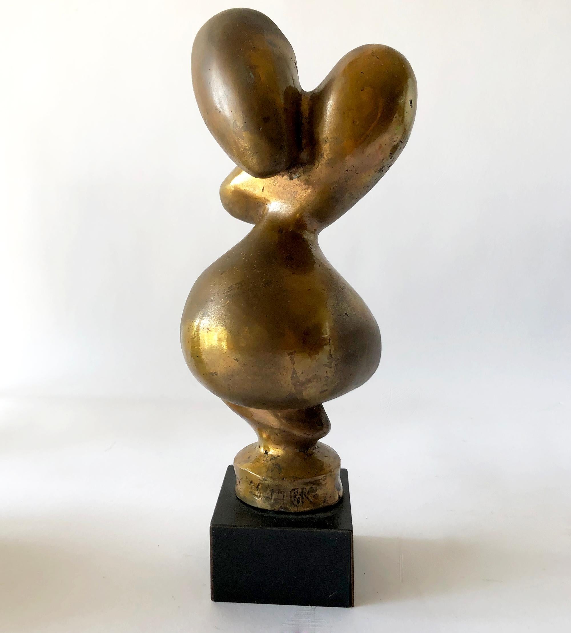 Abstract modern figurative hollow bronze sculpture, circa 1950s or 1960s. Sculpture measures 10.25