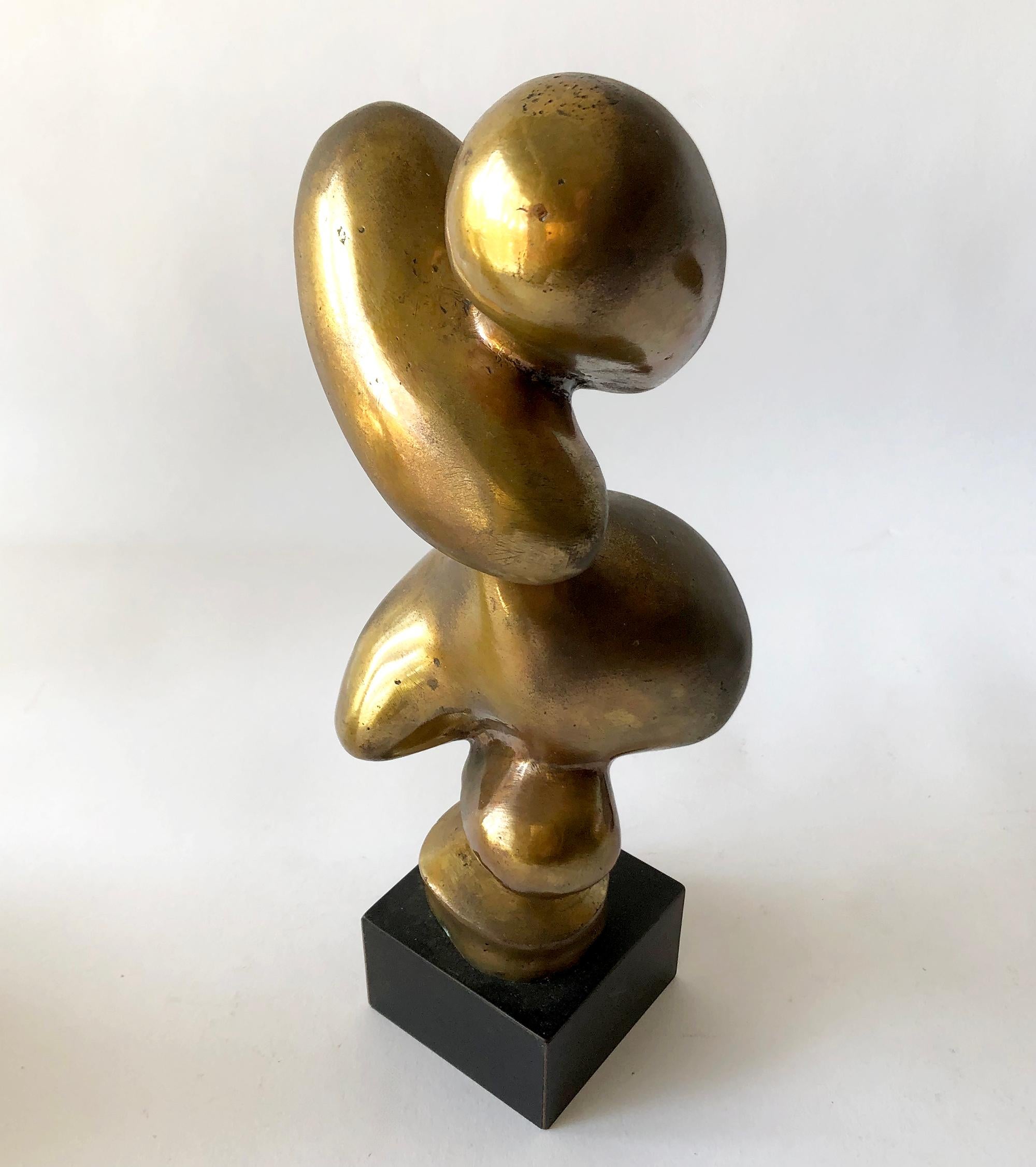 Mid-Century Modern 1950s Signed Israeli Abstract Modern Figurative Bronze Sculpture