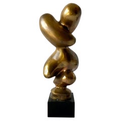 1950s Signed Israeli Abstract Modern Figurative Bronze Sculpture