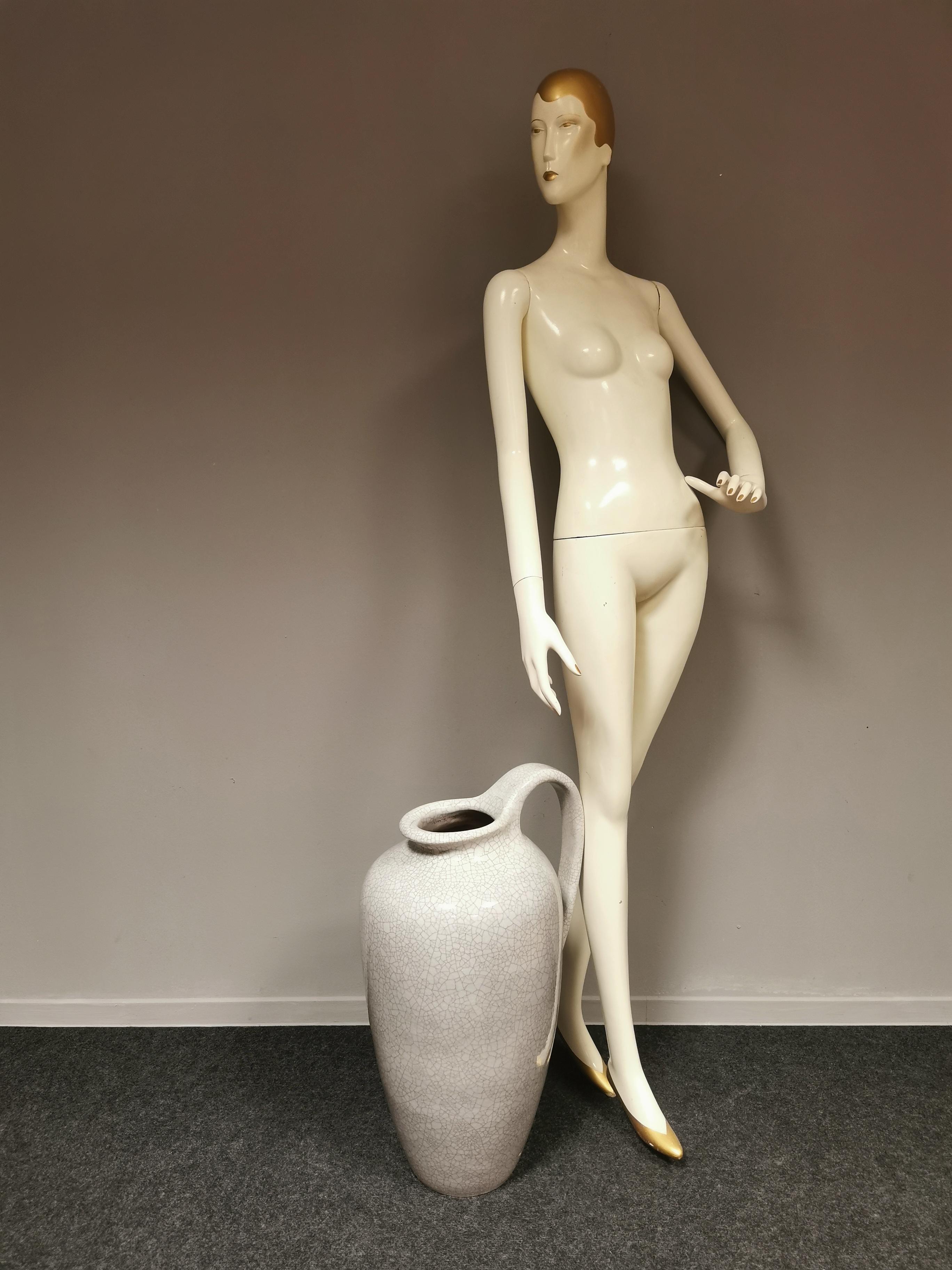 1950's Silberdiestel Deutschland Große Bodenvase Craquele Keramik Grau Schwarz 50er Jahre 4