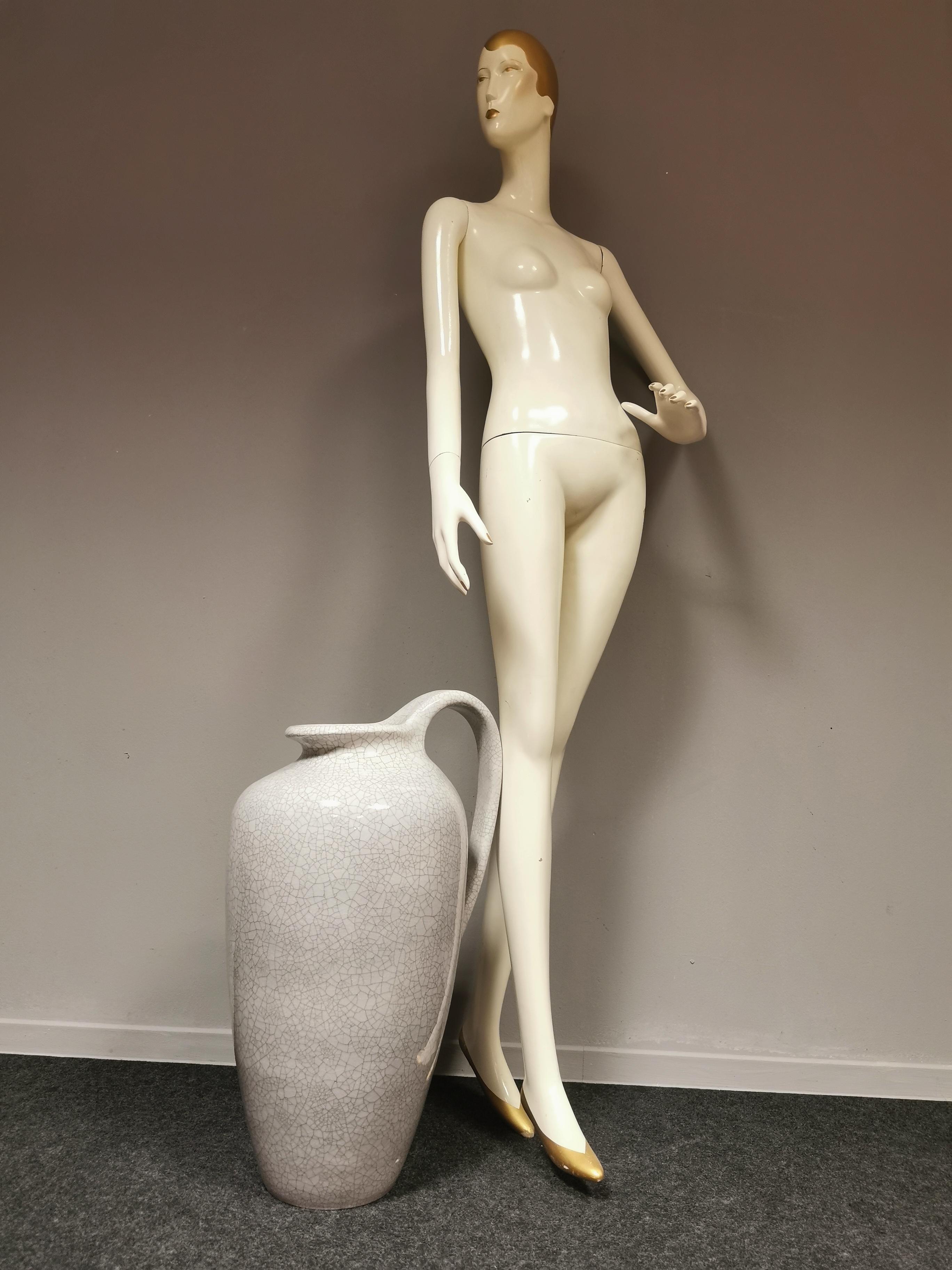 1950's Silberdiestel Deutschland Große Bodenvase Craquele Keramik Grau Schwarz 50er Jahre 5