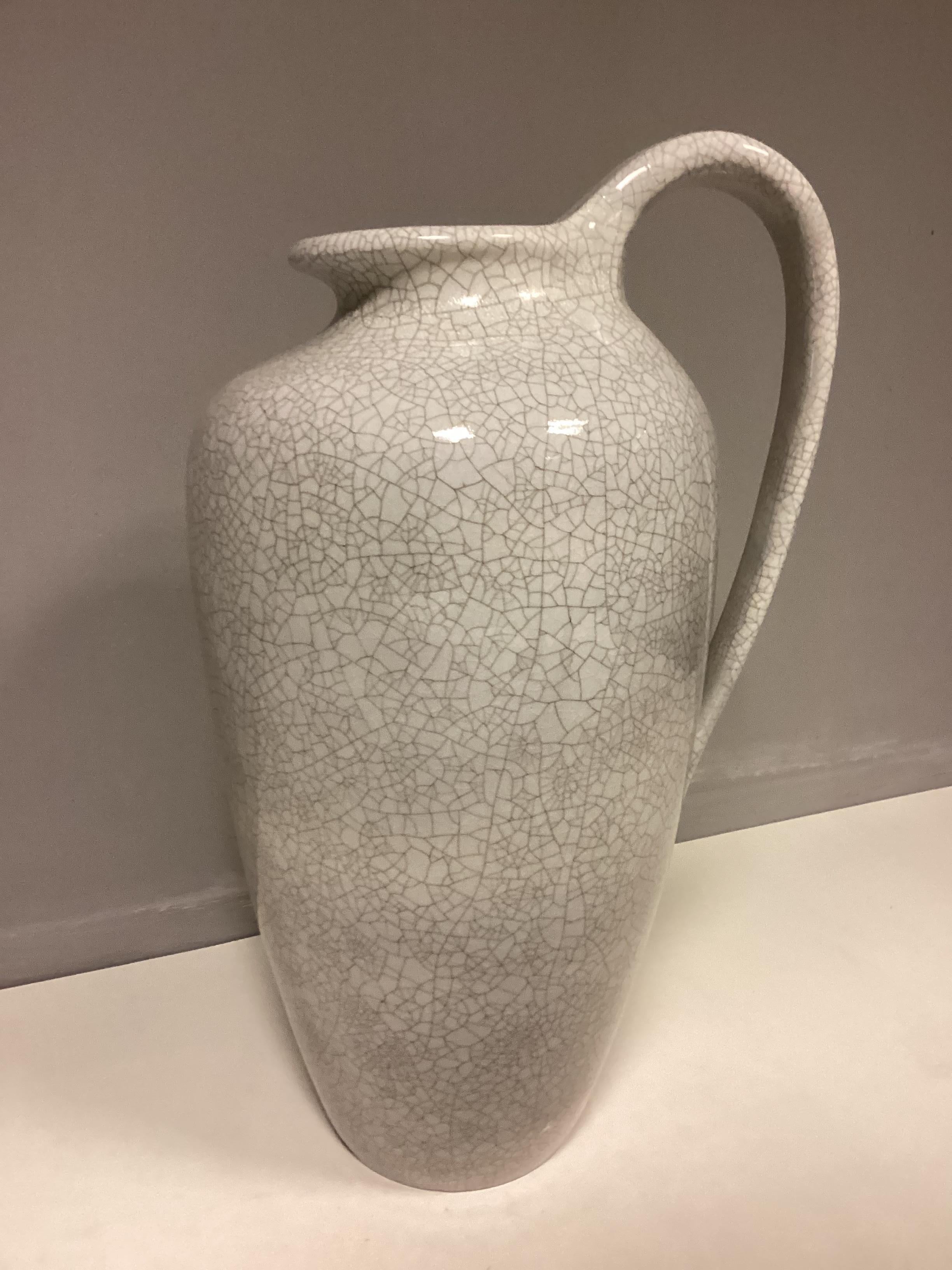 1950's Silberdiestel Deutschland Große Bodenvase Craquele Keramik Grau Schwarz 50er Jahre im Zustand „Gut“ in Wendeburg, DE