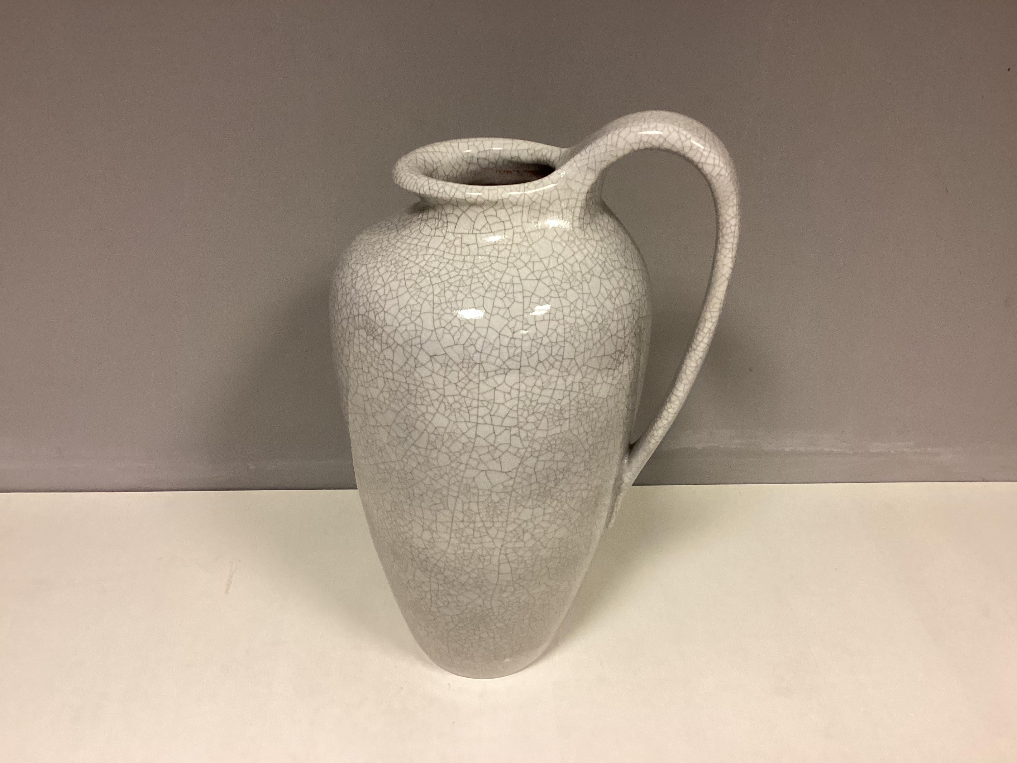 1950's Silberdiestel Deutschland Große Bodenvase Craquele Keramik Grau Schwarz 50er Jahre 1