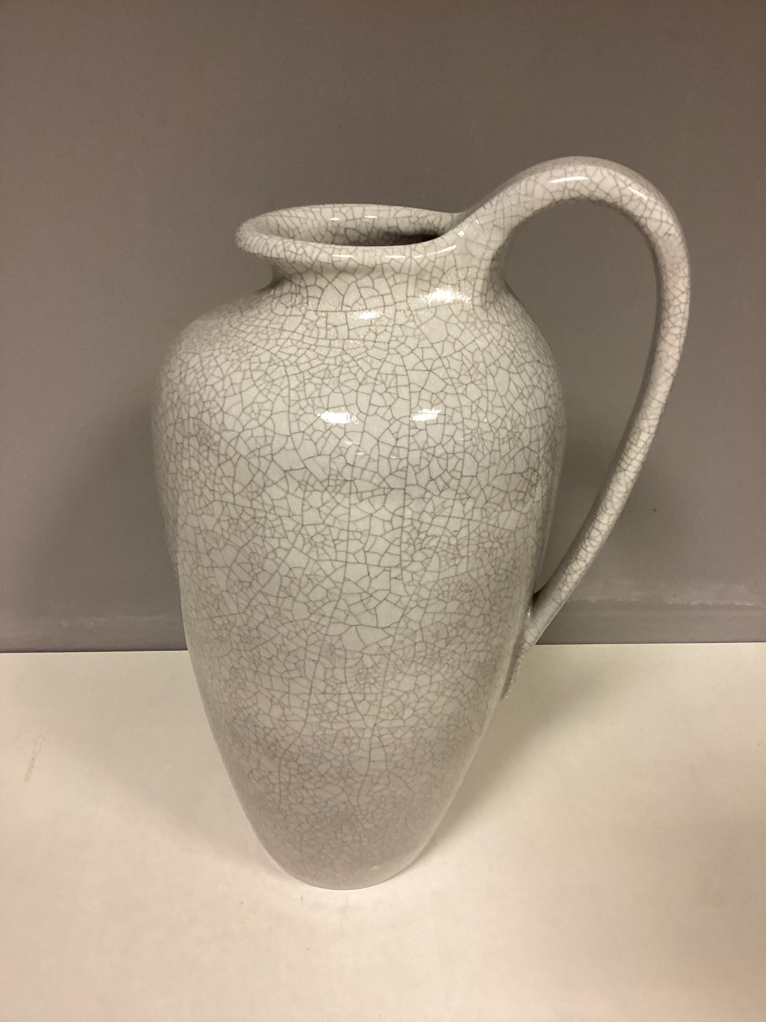 1950's Silberdiestel Deutschland Große Bodenvase Craquele Keramik Grau Schwarz 50er Jahre 2