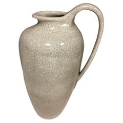 Grand vase de sol Silberdiestel Allemagne des années 1950 en céramique craquele grise et noire des années 50