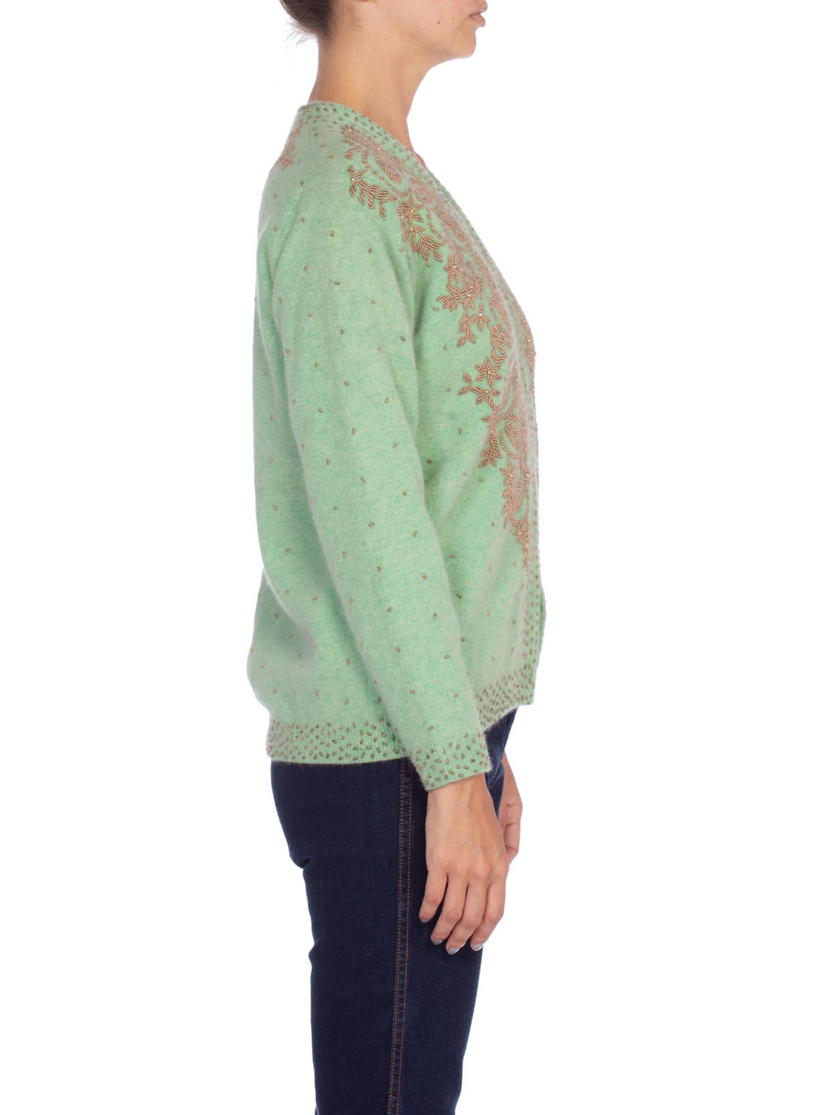 mint green cashmere cardigan