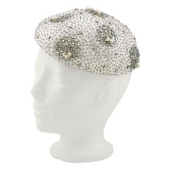 1950's Silver Beaded & Embellished Beret