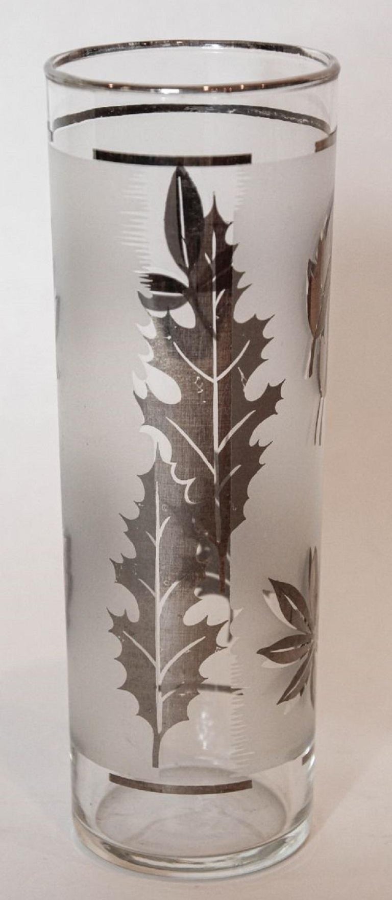 Mid Century Cocktail Glasses, Set of 8 Platinum Foliage Sherry
