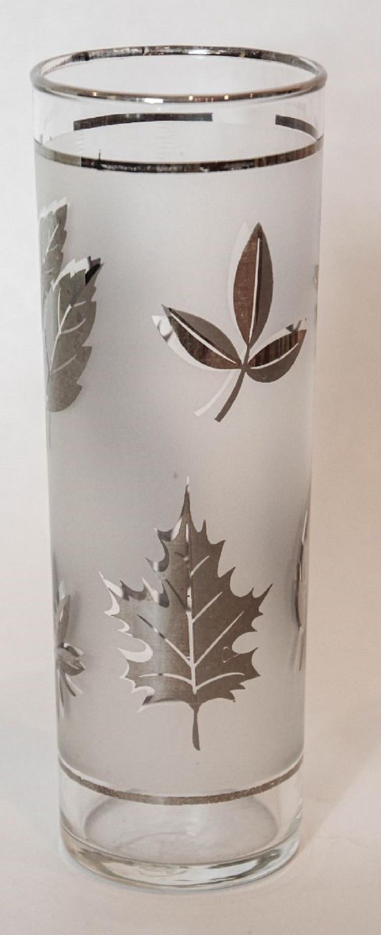 1950s Silver Foliage Highball Cocktail Glasses by Libbey Glass Co Set of 8 For Sale 1