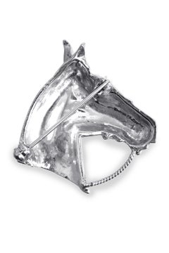 1950s Silver Horse Head Brooch With Marcasite Stones