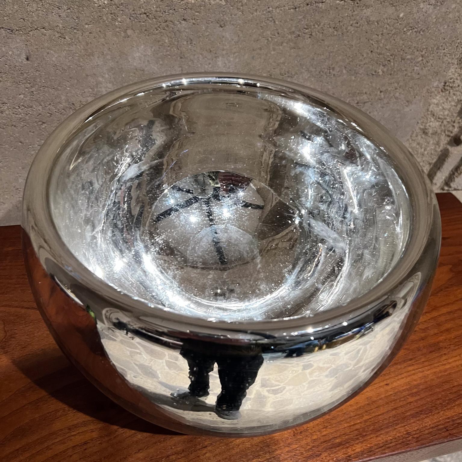 Mid-20th Century 1950s Large Silver Mercury Glass Bowl Style Luis Barragan Mexico For Sale