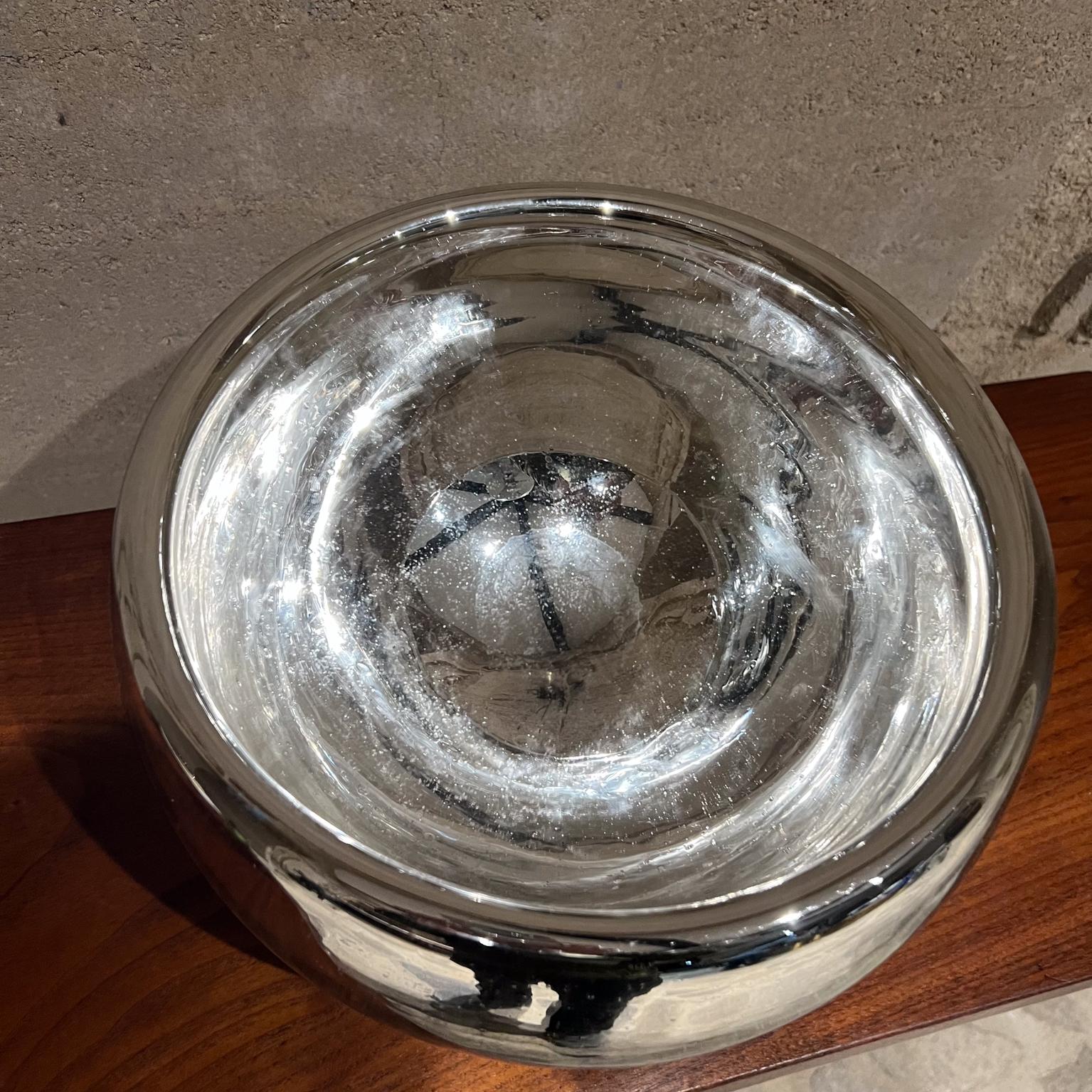 Verre mercuré 1950s Large Silver Mercury Glass Bowl Style Luis Barragan Mexico en vente
