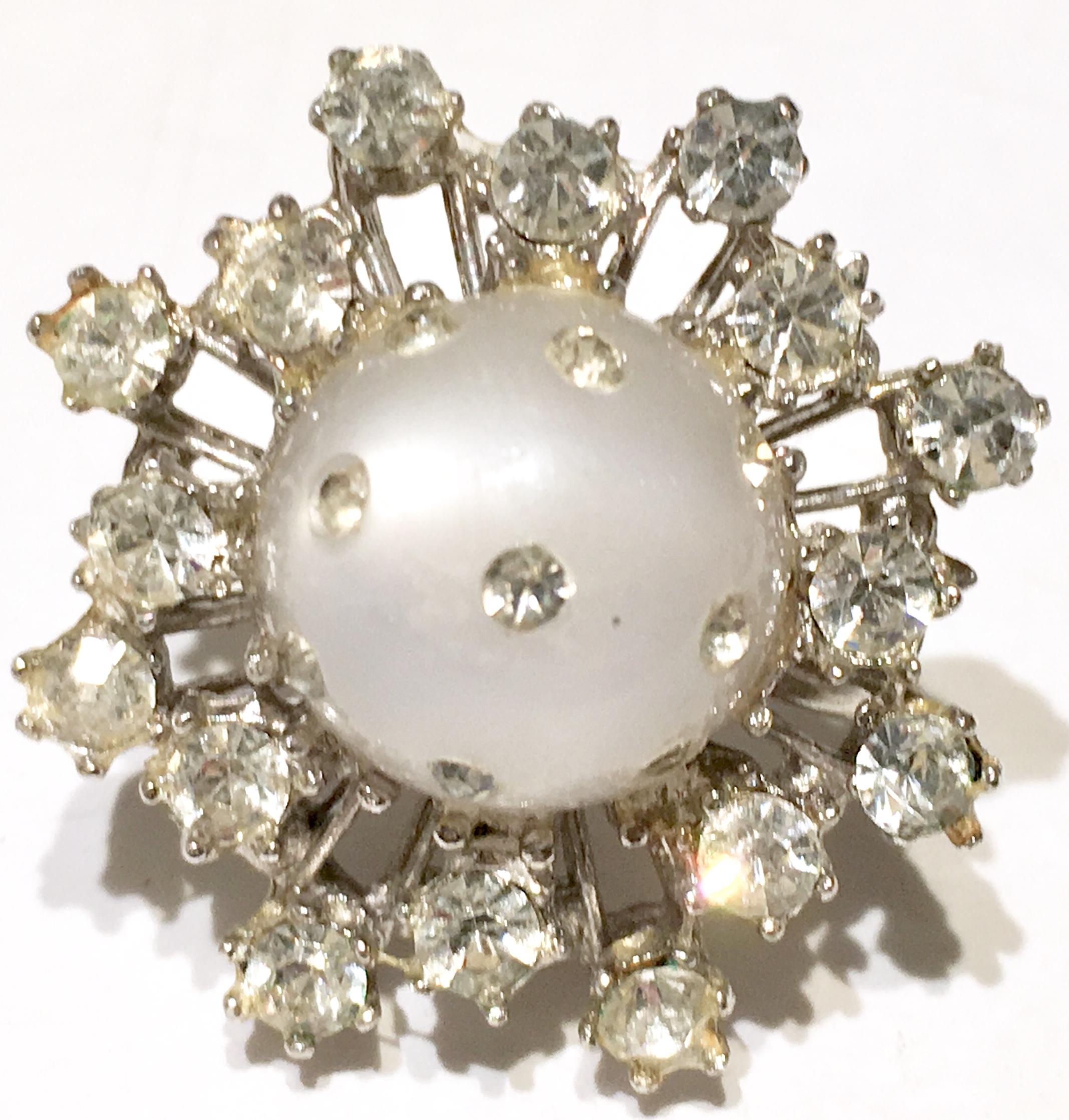 1950'S Silver, Lucite & Swarovski Crystal 